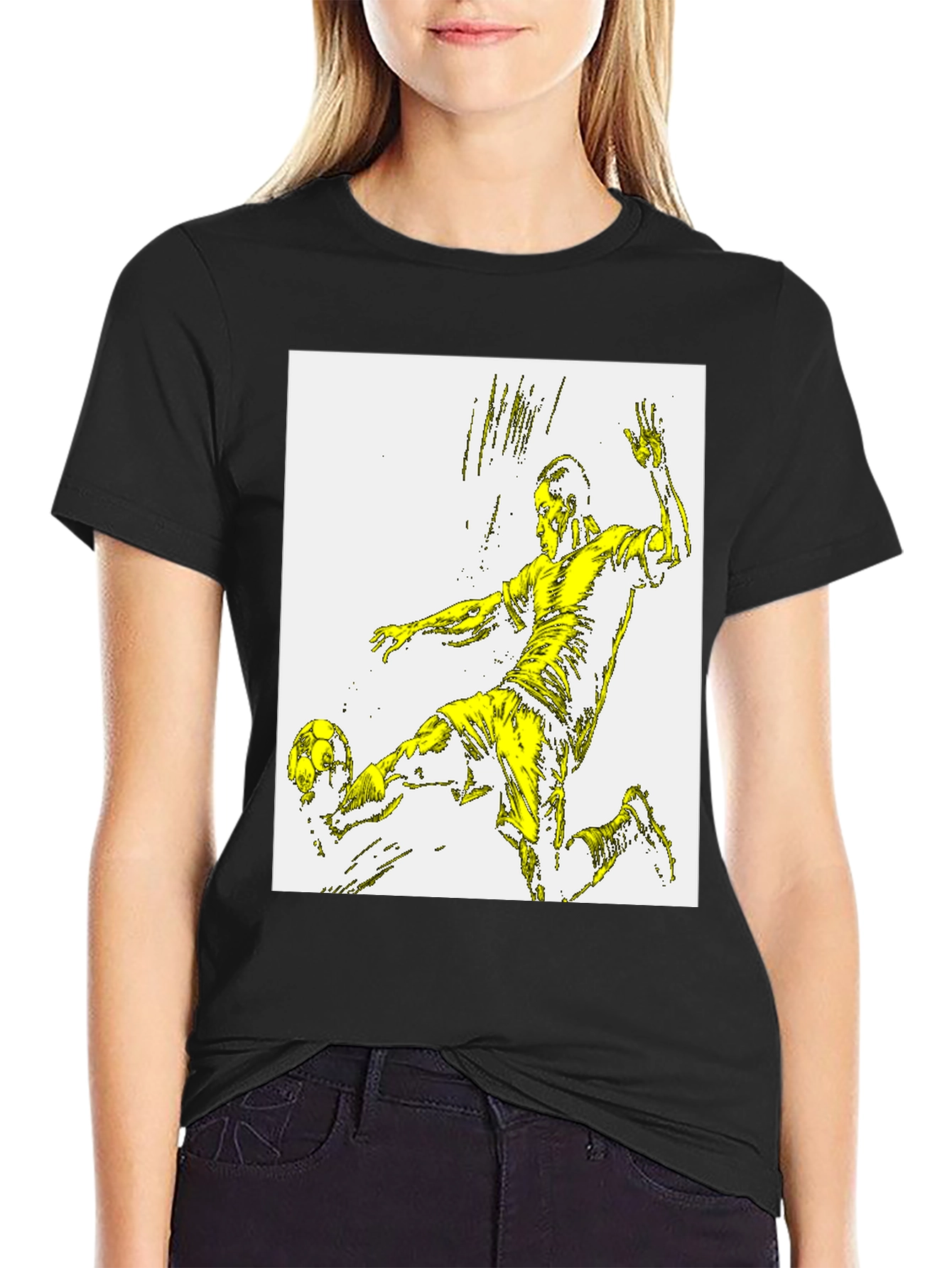 Soccer Player Graphic Tee - Black