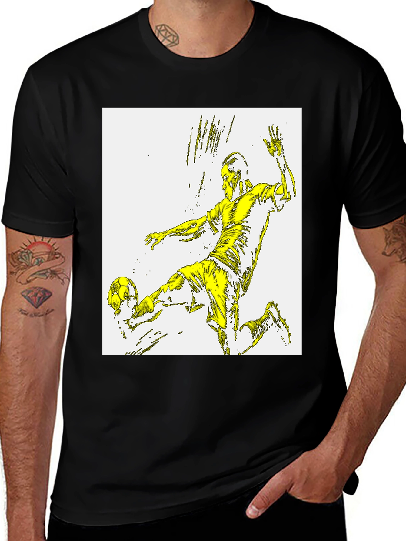 Soccer Player Graphic Tee - Black