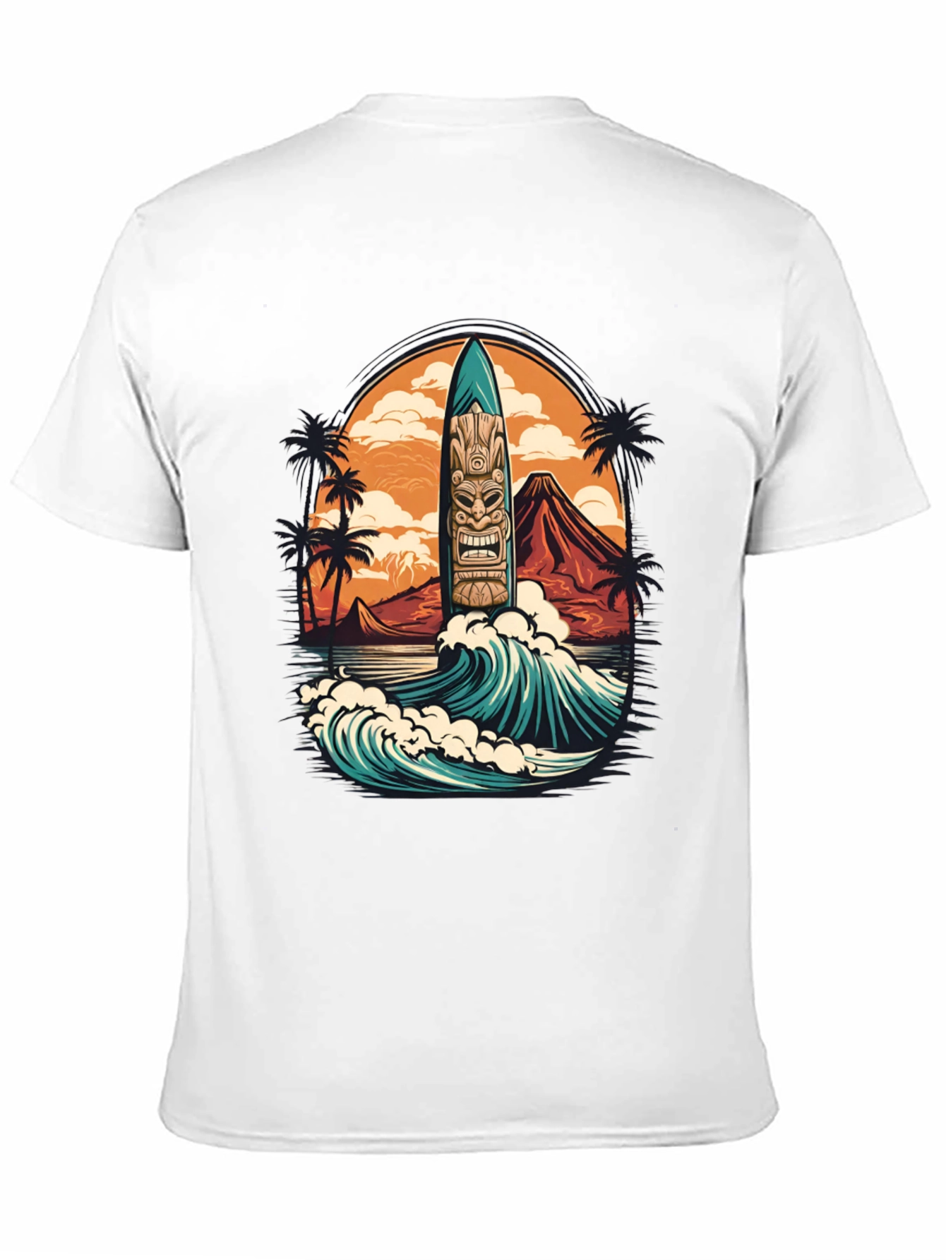 Tropical Surfboard Tiki Graphic Tee