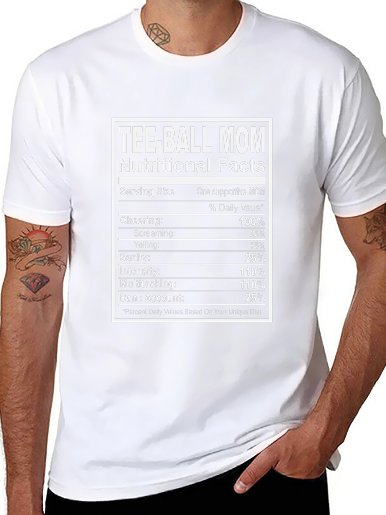 Tee-Ball Mom Nutritional Facts Graphic Tee