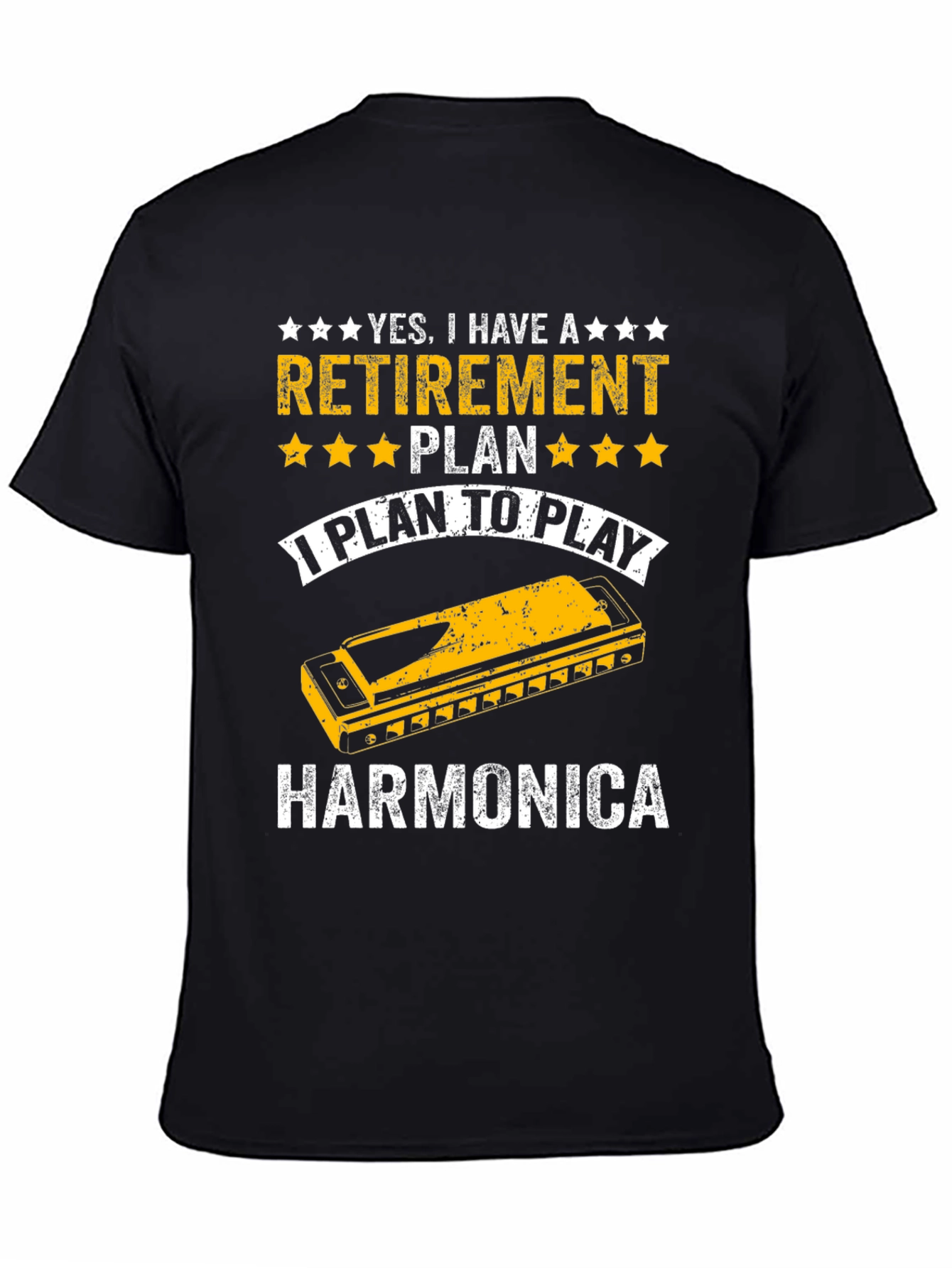 Retirement Harmonica Player Black T-Shirt