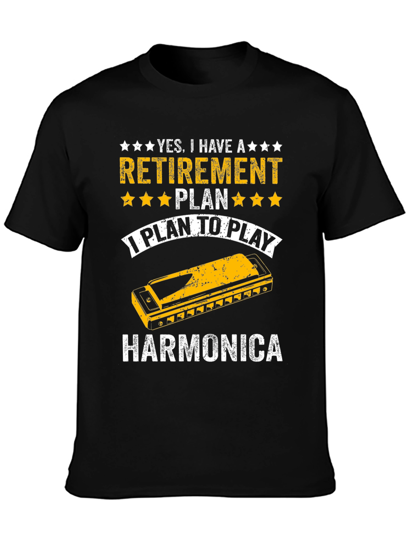 Retirement Harmonica Player Black T-Shirt