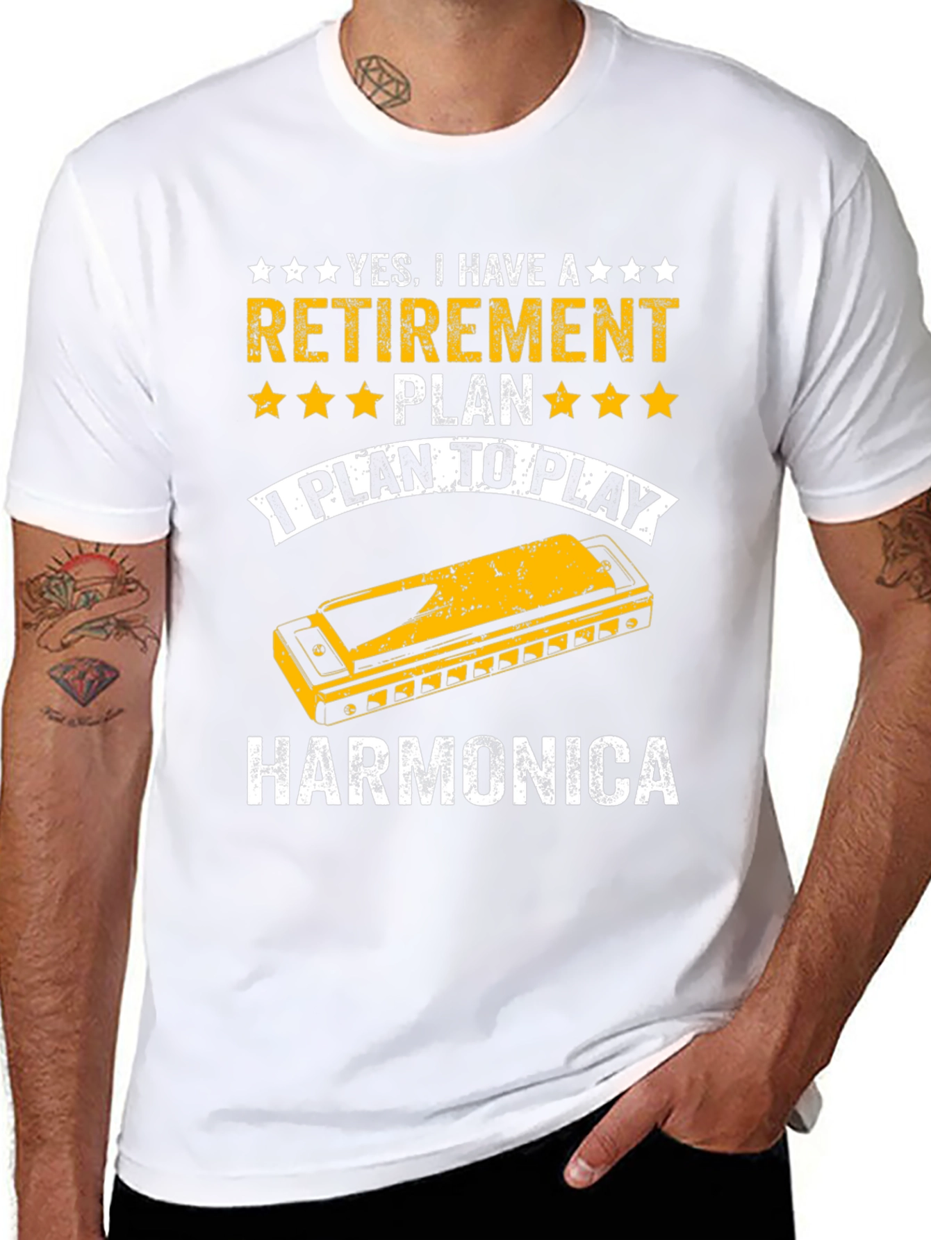 Retirement Harmonica Player Black T-Shirt