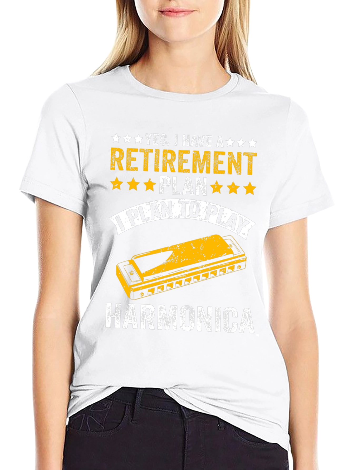 Retirement Harmonica Player Black T-Shirt