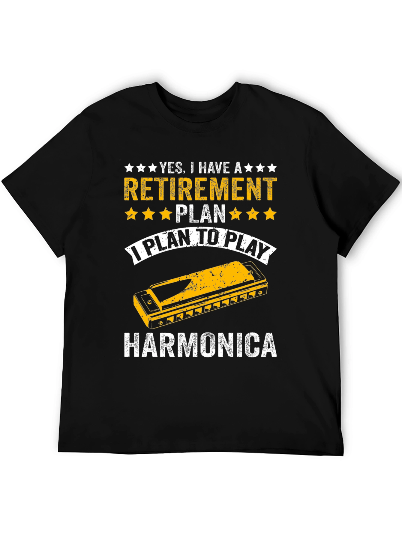 Retirement Harmonica Player Black T-Shirt