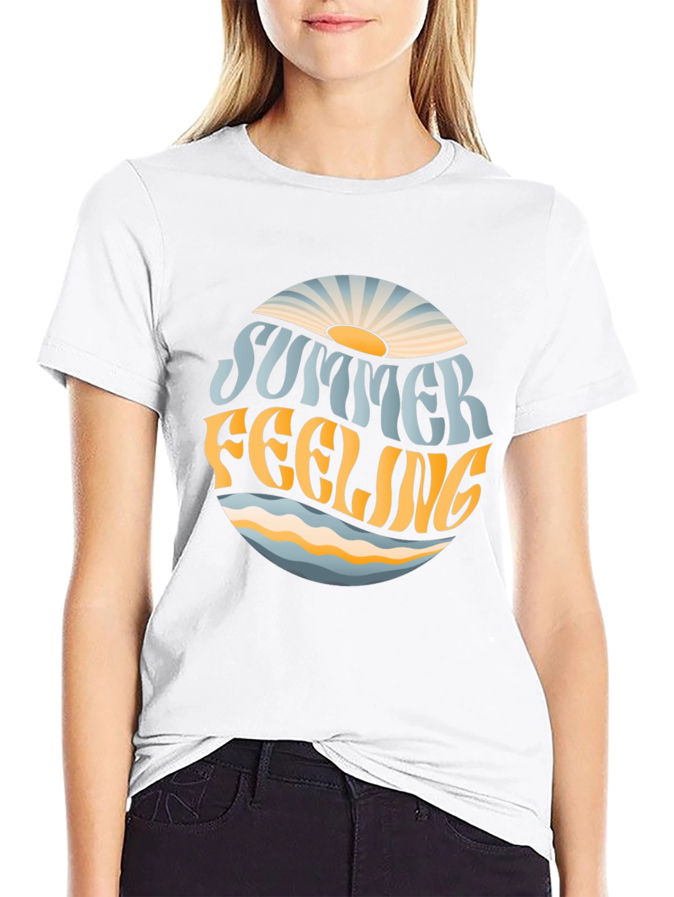 Summer Feeling Graphic T-Shirt - Trendy Tee