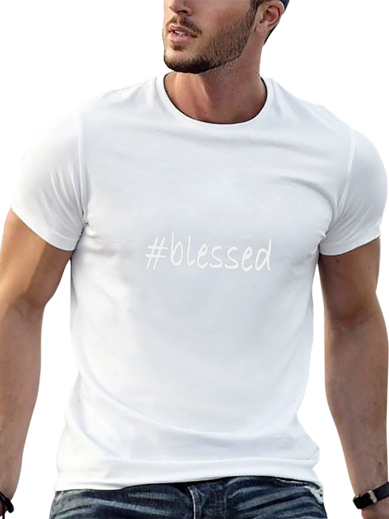 #blessed Graphic Print Black Cotton T-Shirt