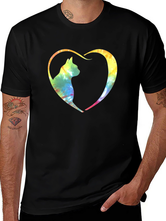 Tie-Dye Cat Heart Graphic Tee