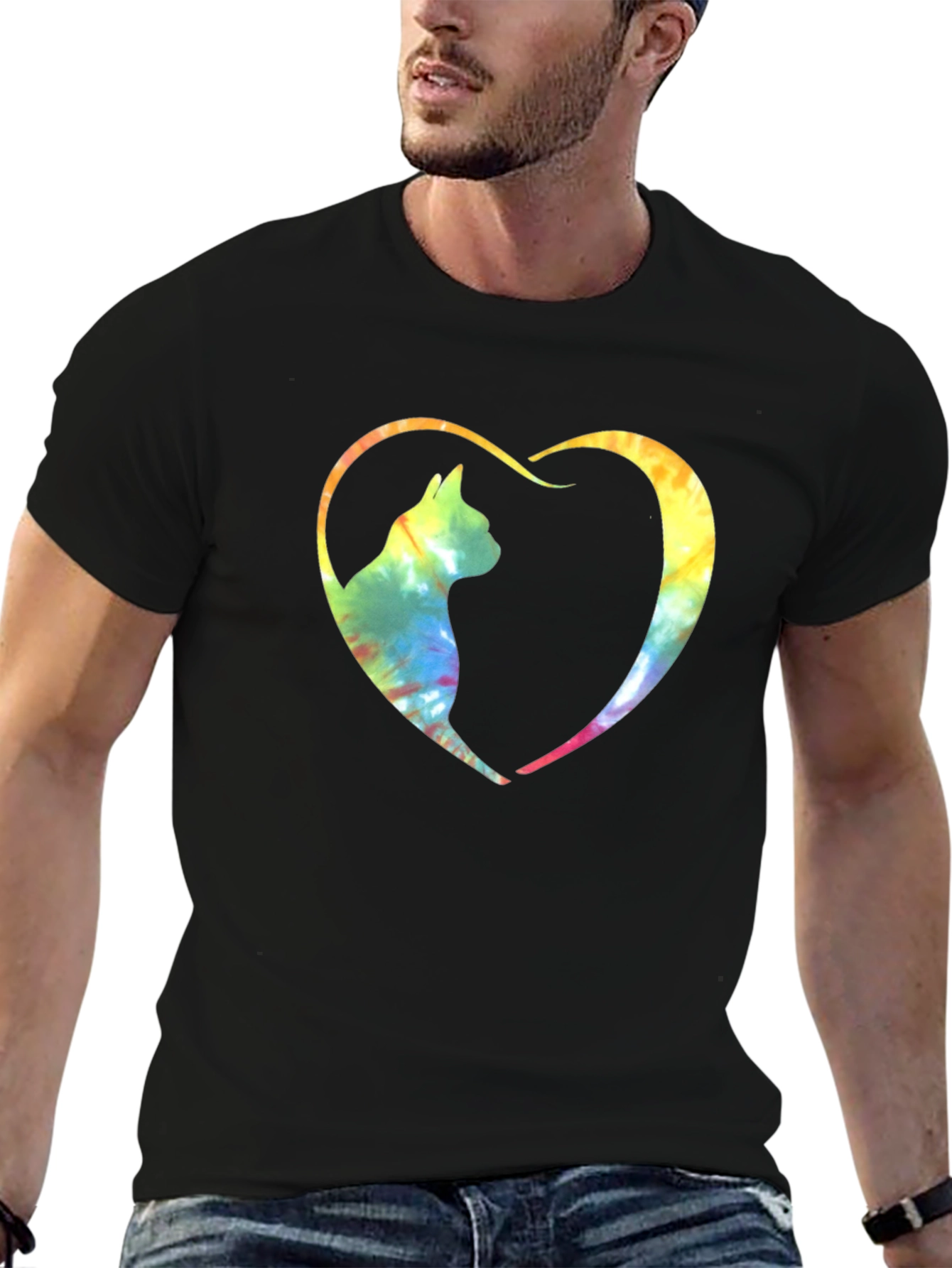 Tie-Dye Cat Heart Graphic Tee