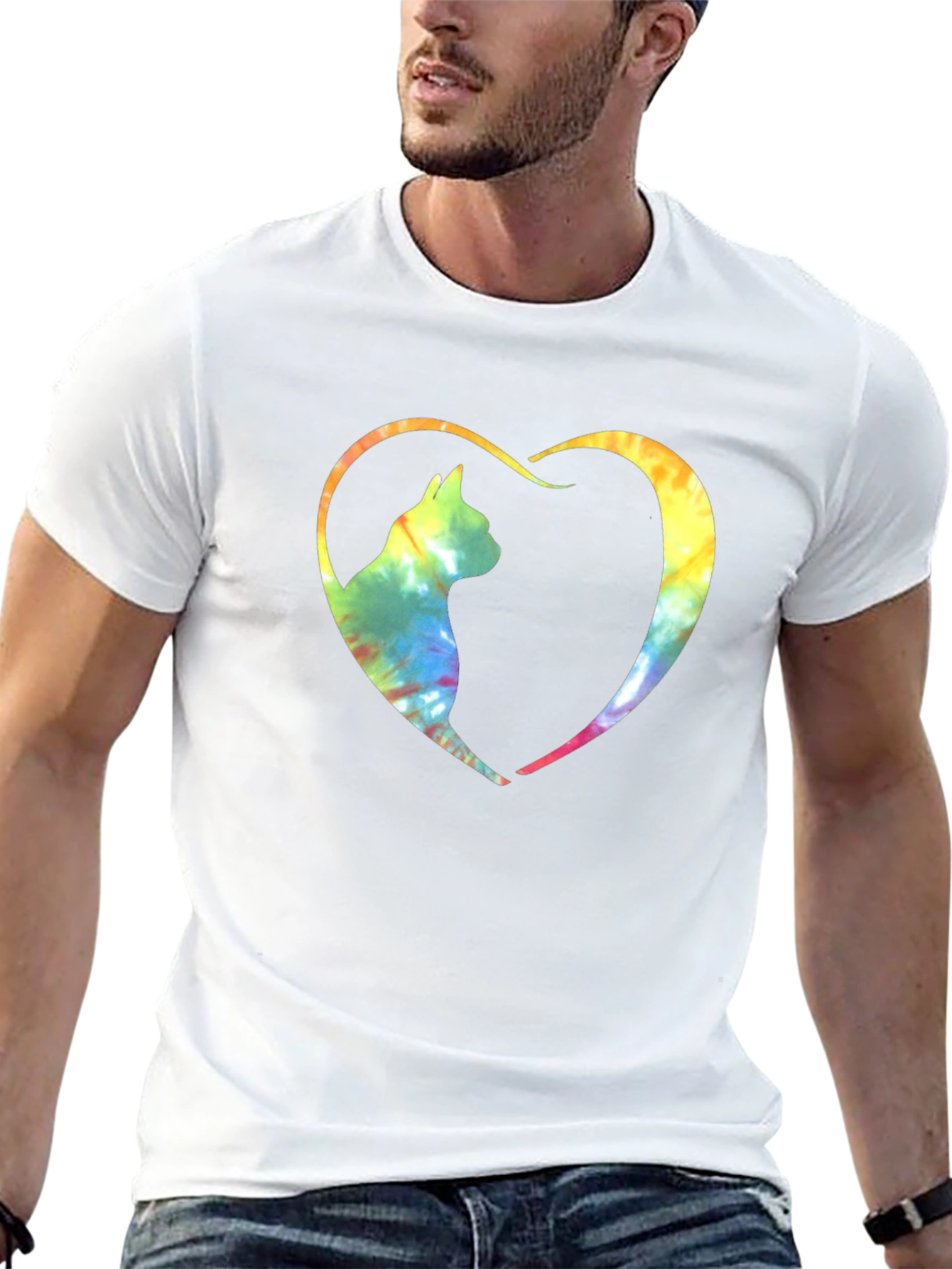 Tie-Dye Cat Heart Graphic Tee
