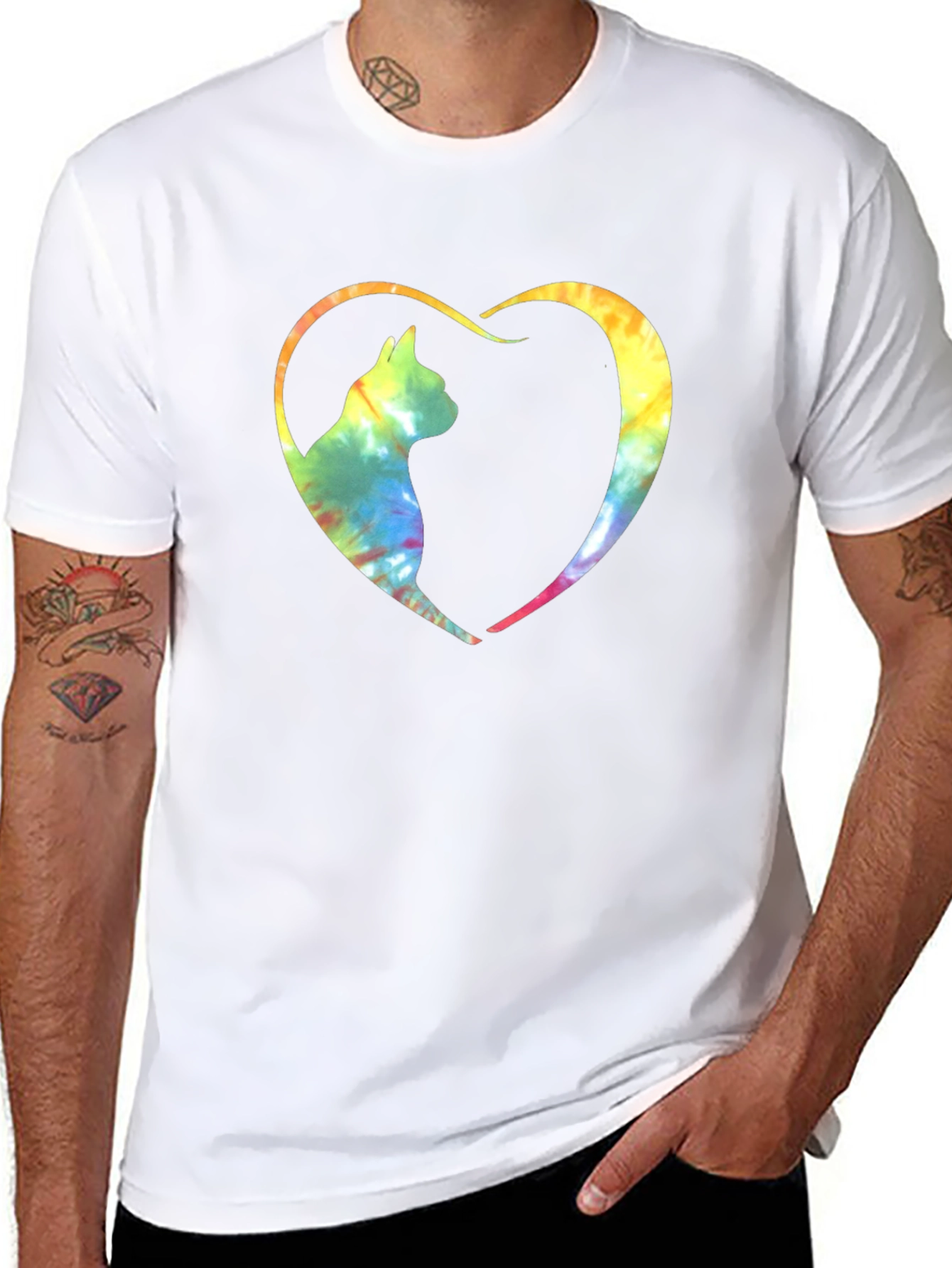 Tie-Dye Cat Heart Graphic Tee