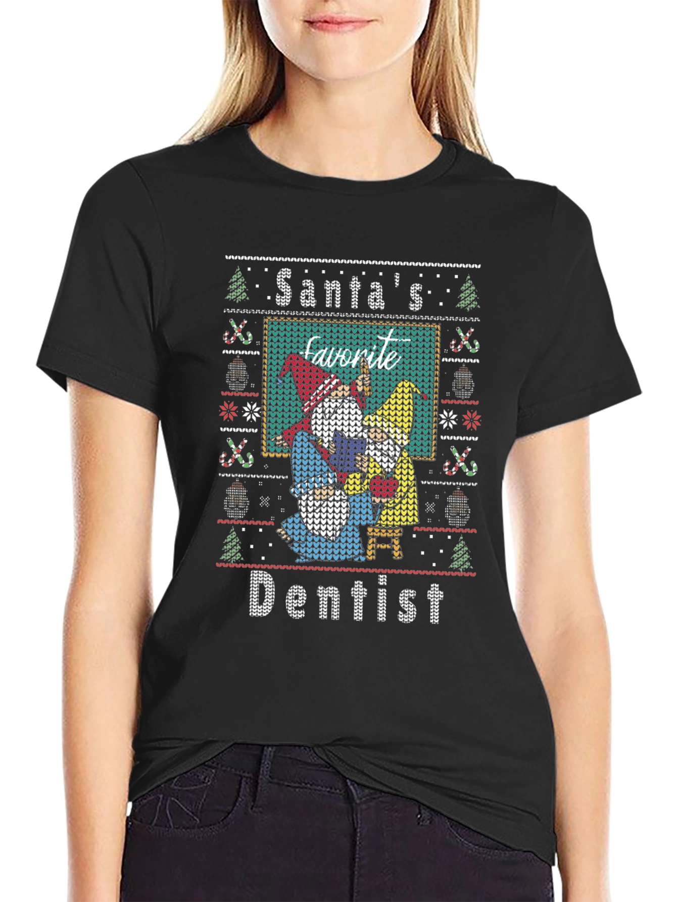 Santas Favorite Dentist Ugly Christmas Sweater T-Shirt