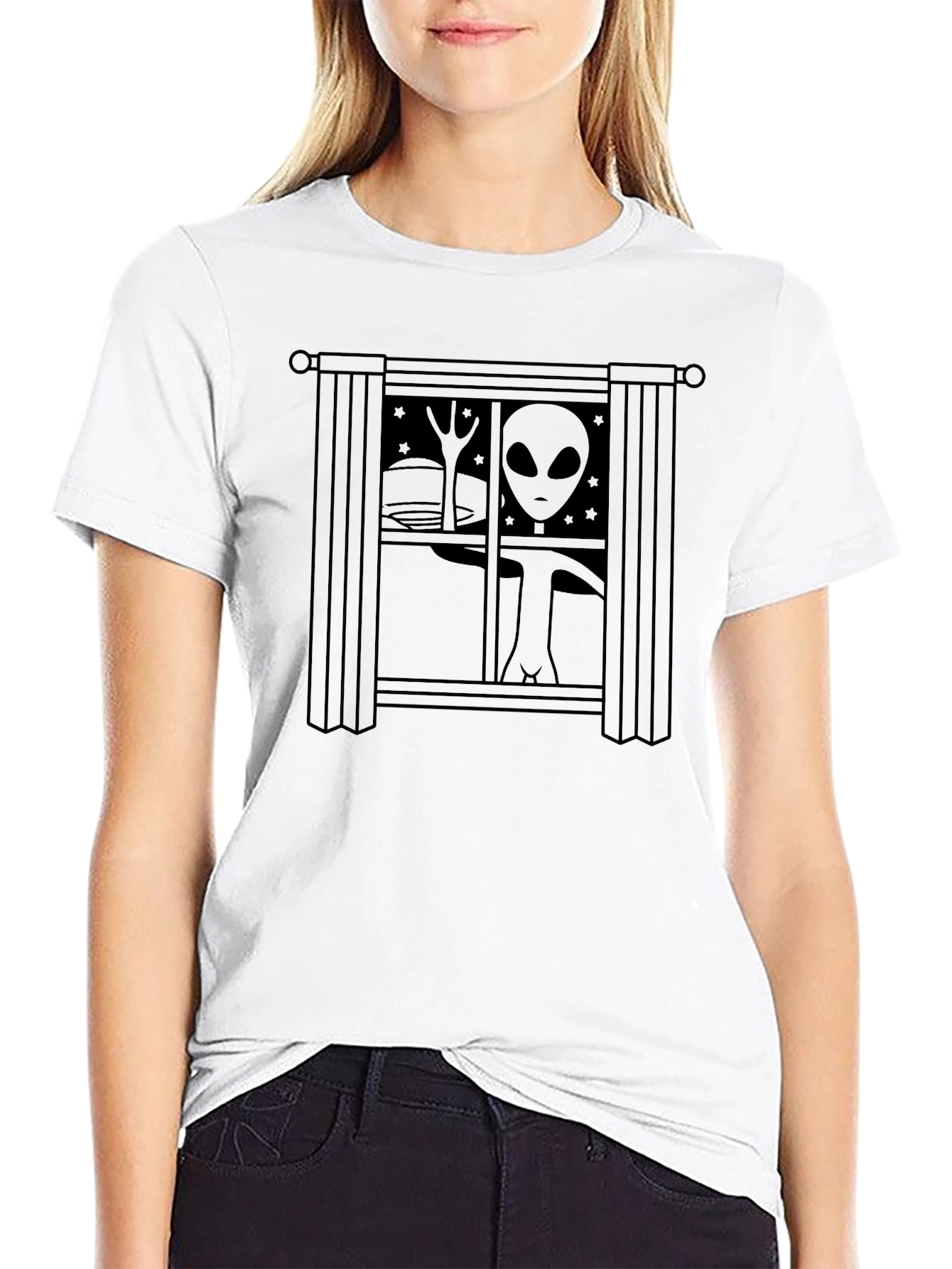 Alien Window Graphic Tee - Unique Design