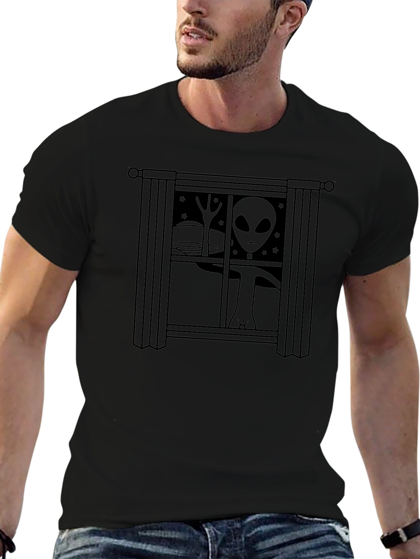 Alien Window Graphic Tee - Unique Design