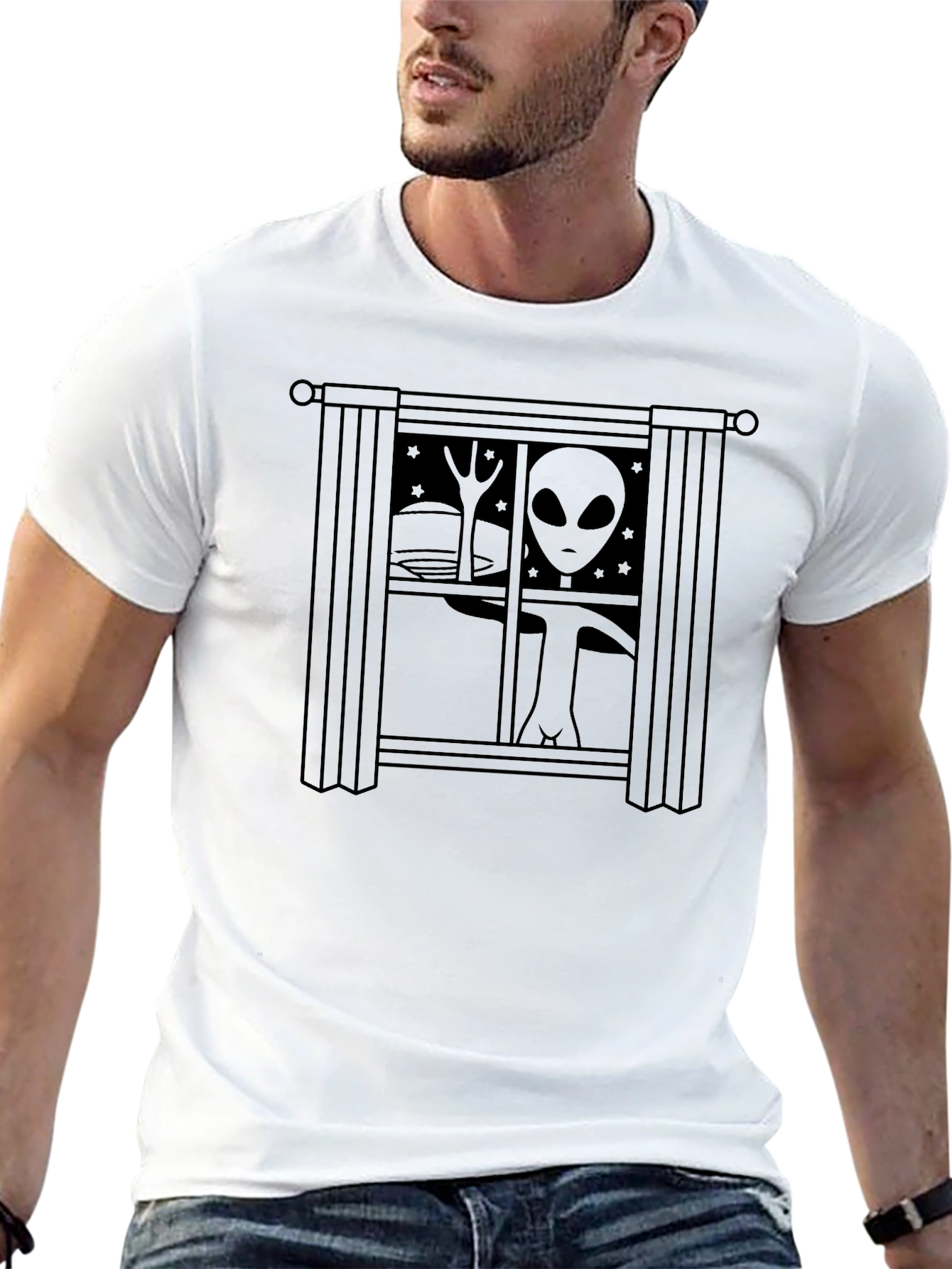Alien Window Graphic Tee - Unique Design