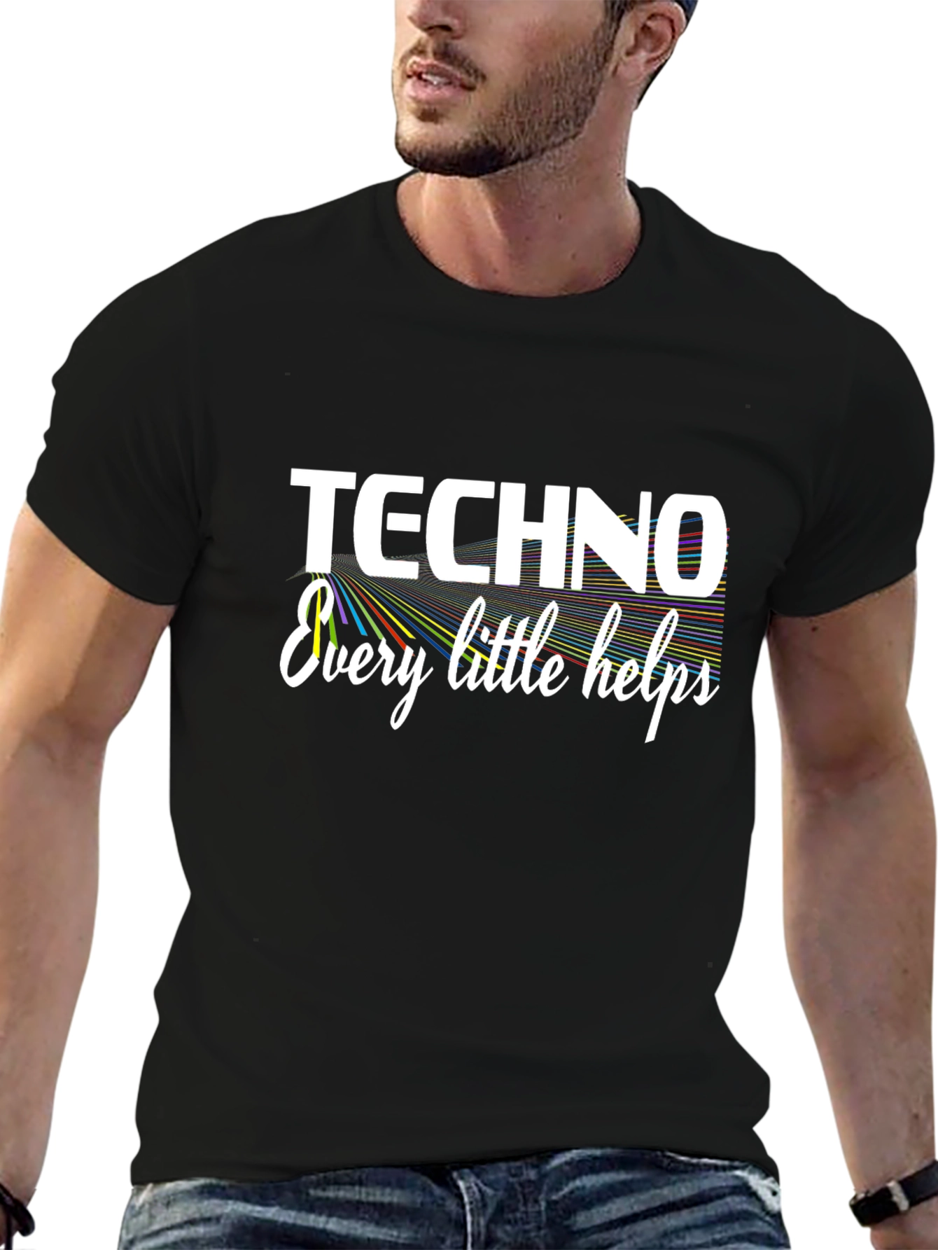 Techno Every Little Helps Black Graphic Tee