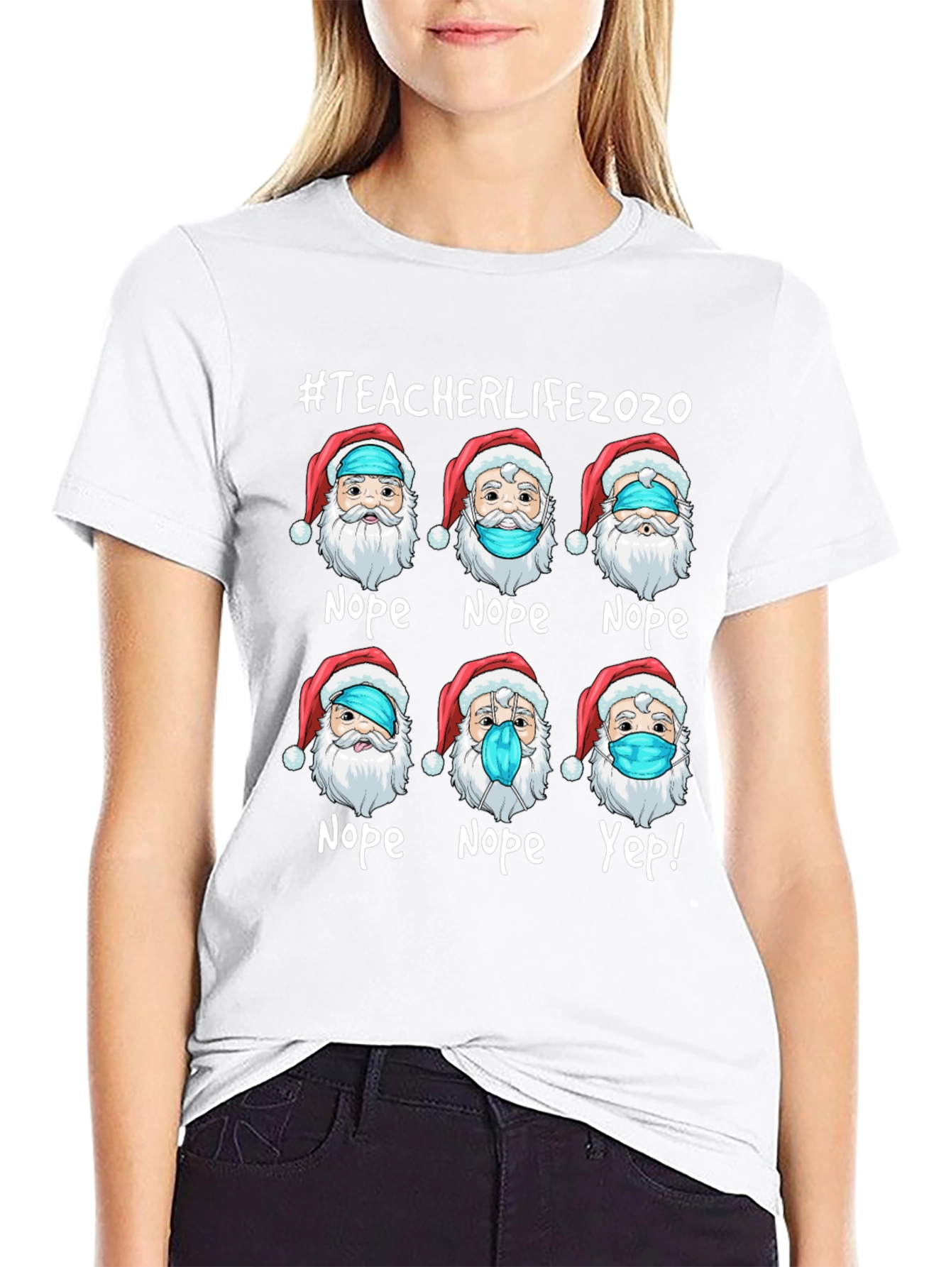 #TeacherLife2020 Santa Nope Yep T-Shirt