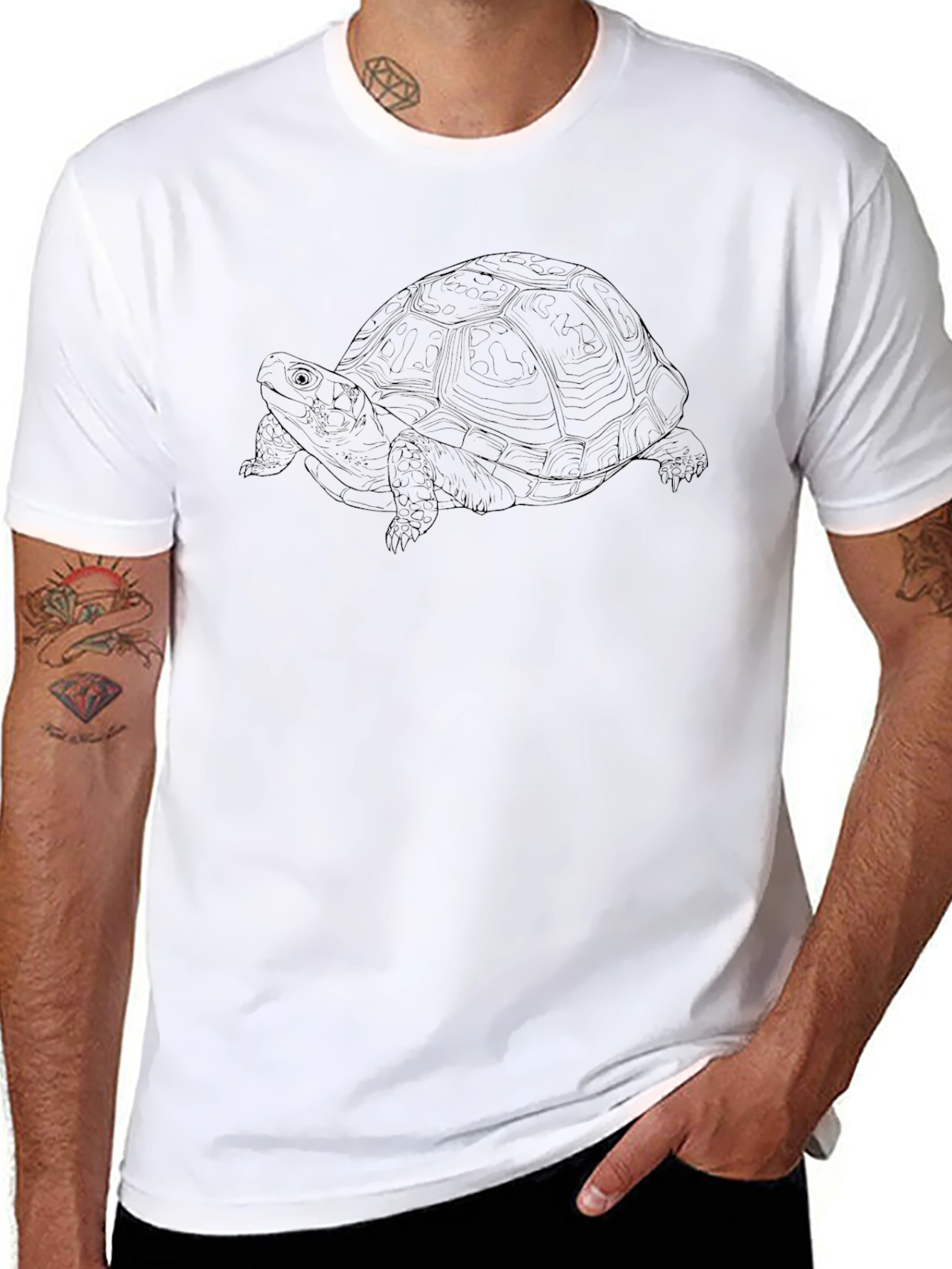Turtle Outline Graphic T-Shirt - Black
