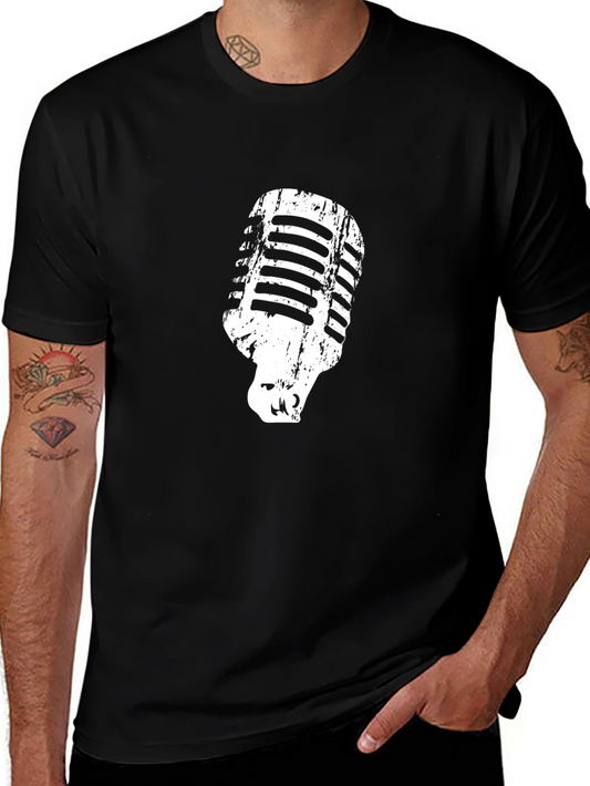 Vintage Microphone Black T-Shirt