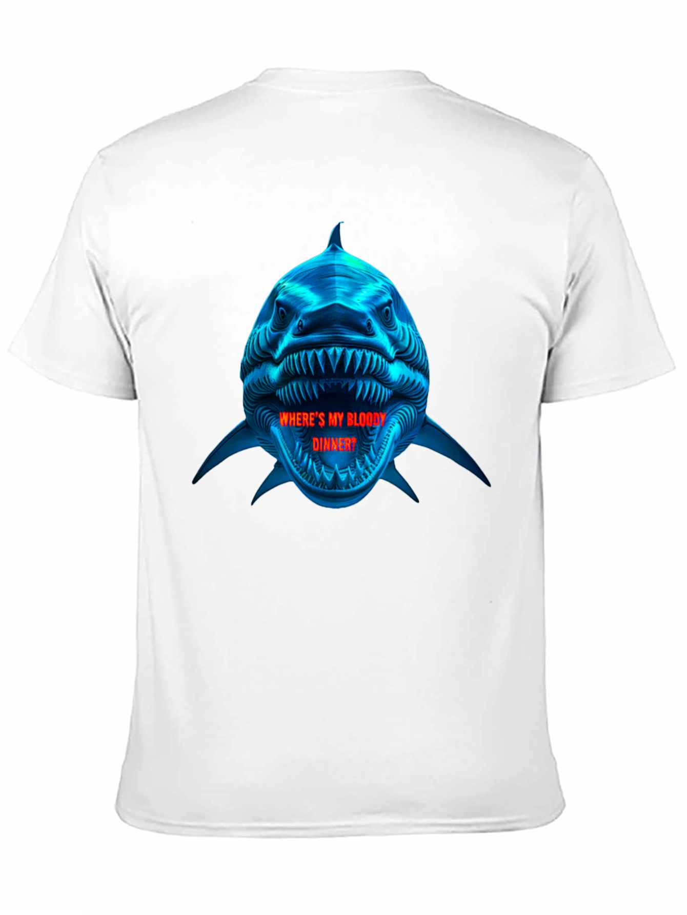Shark Bloody Dinner Graphic Black T-Shirt