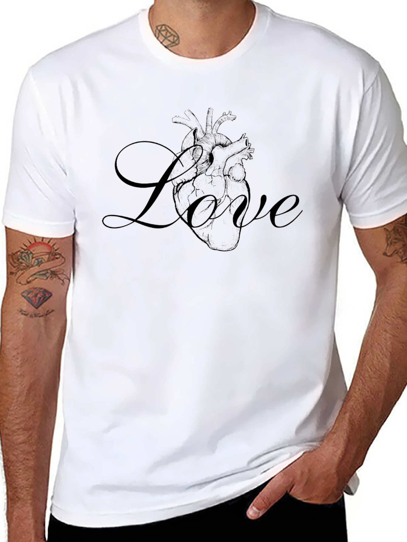 Anatomical Heart Love Graphic Black T-Shirt