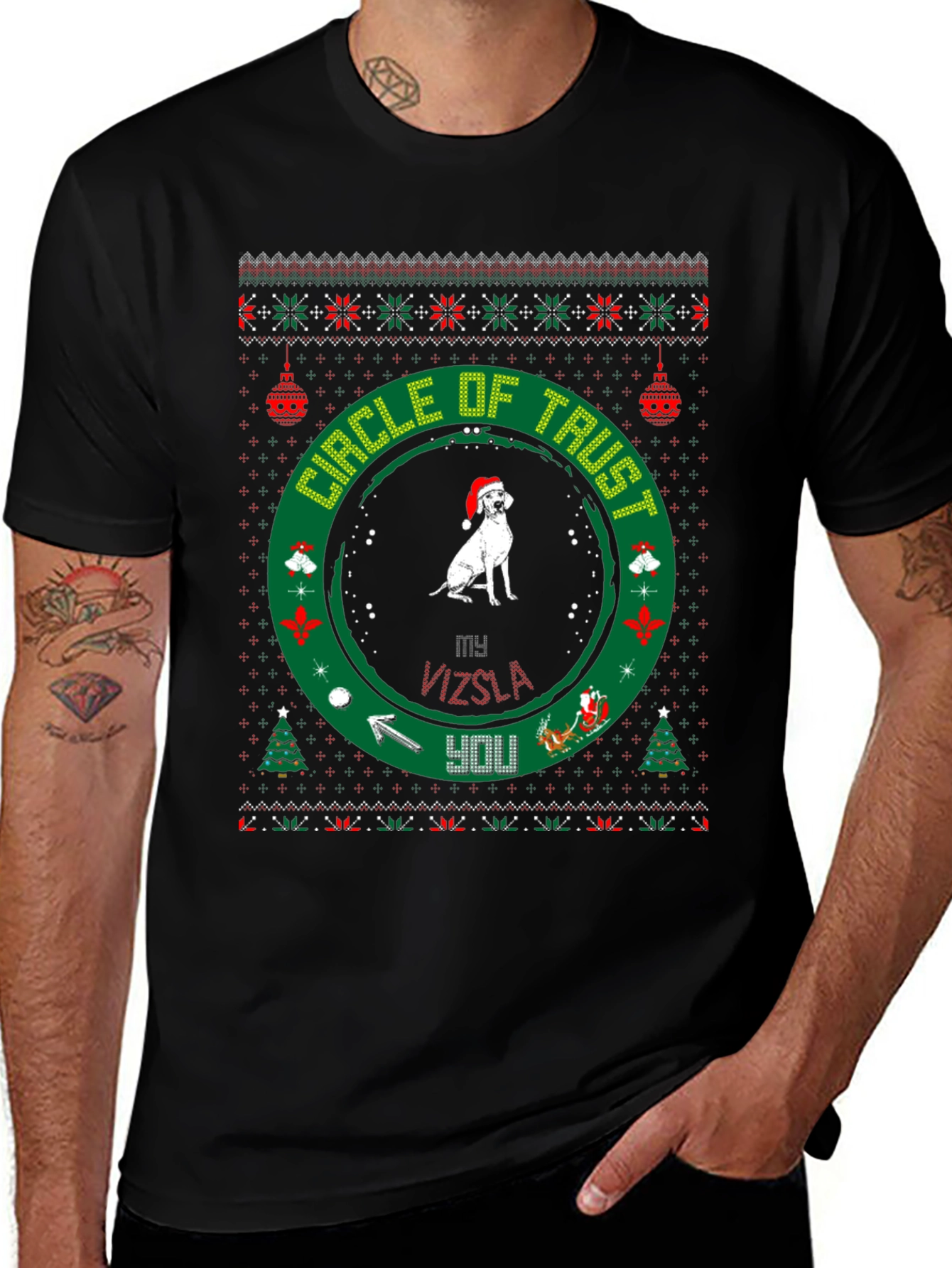 Vizsla Circle of Trust Christmas T-Shirt