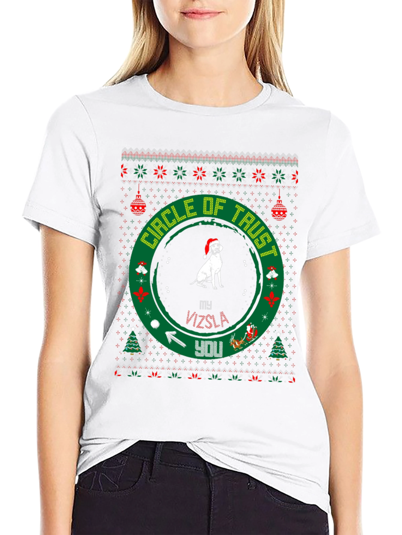 Vizsla Circle of Trust Christmas T-Shirt