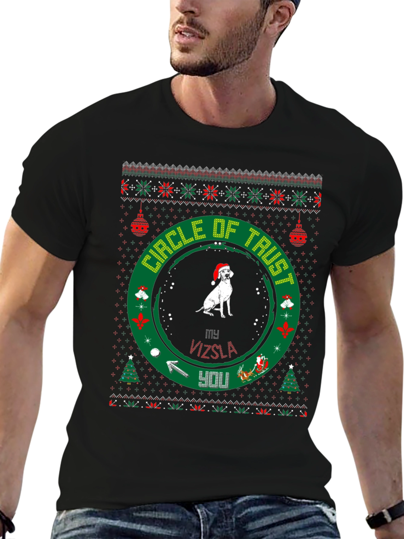Vizsla Circle of Trust Christmas T-Shirt