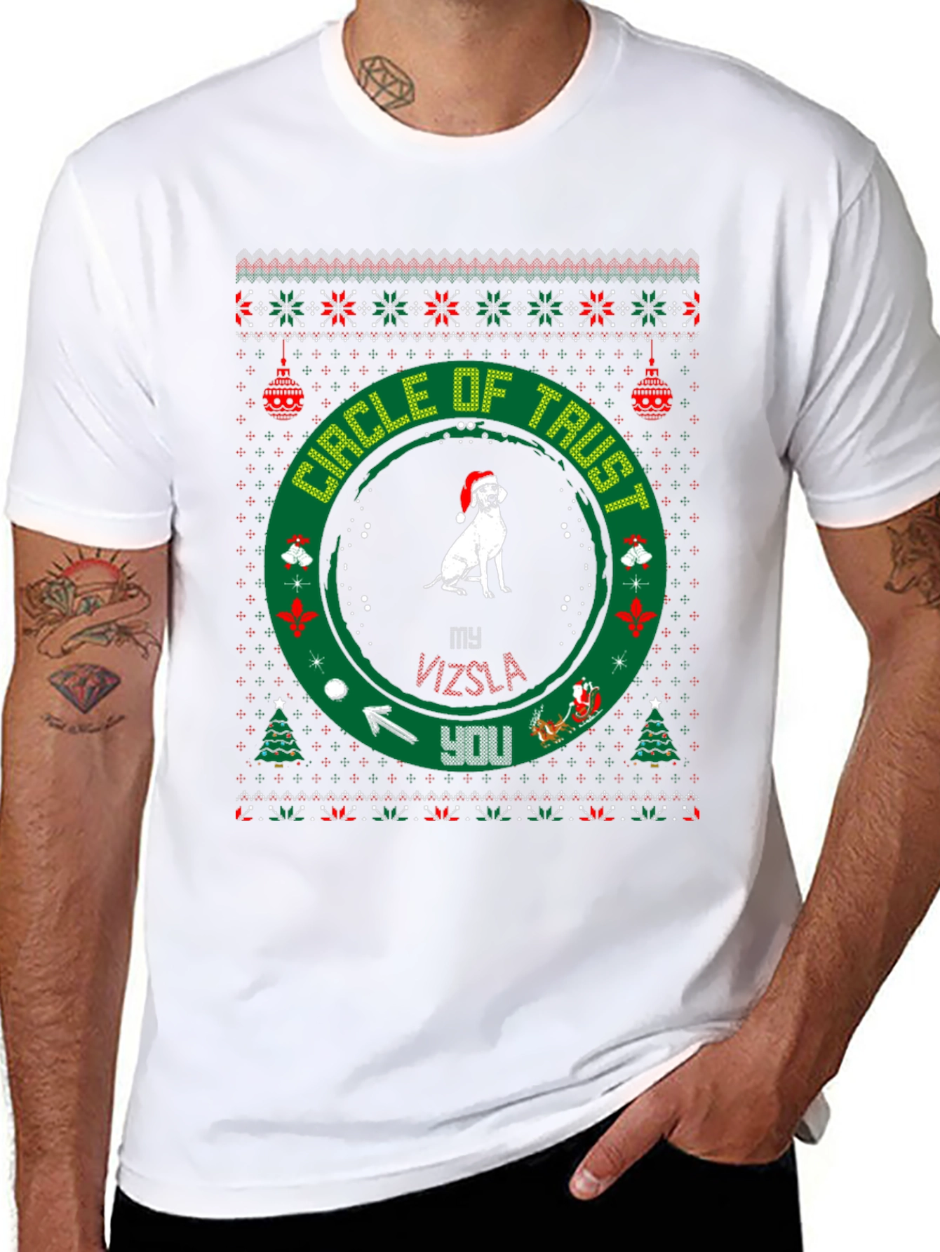 Vizsla Circle of Trust Christmas T-Shirt