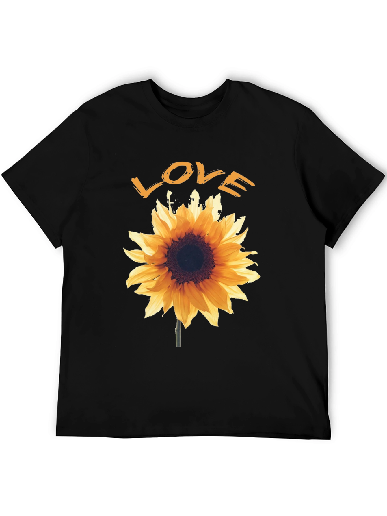 Sunflower Love Graphic Tee - Black Cotton T-Shirt