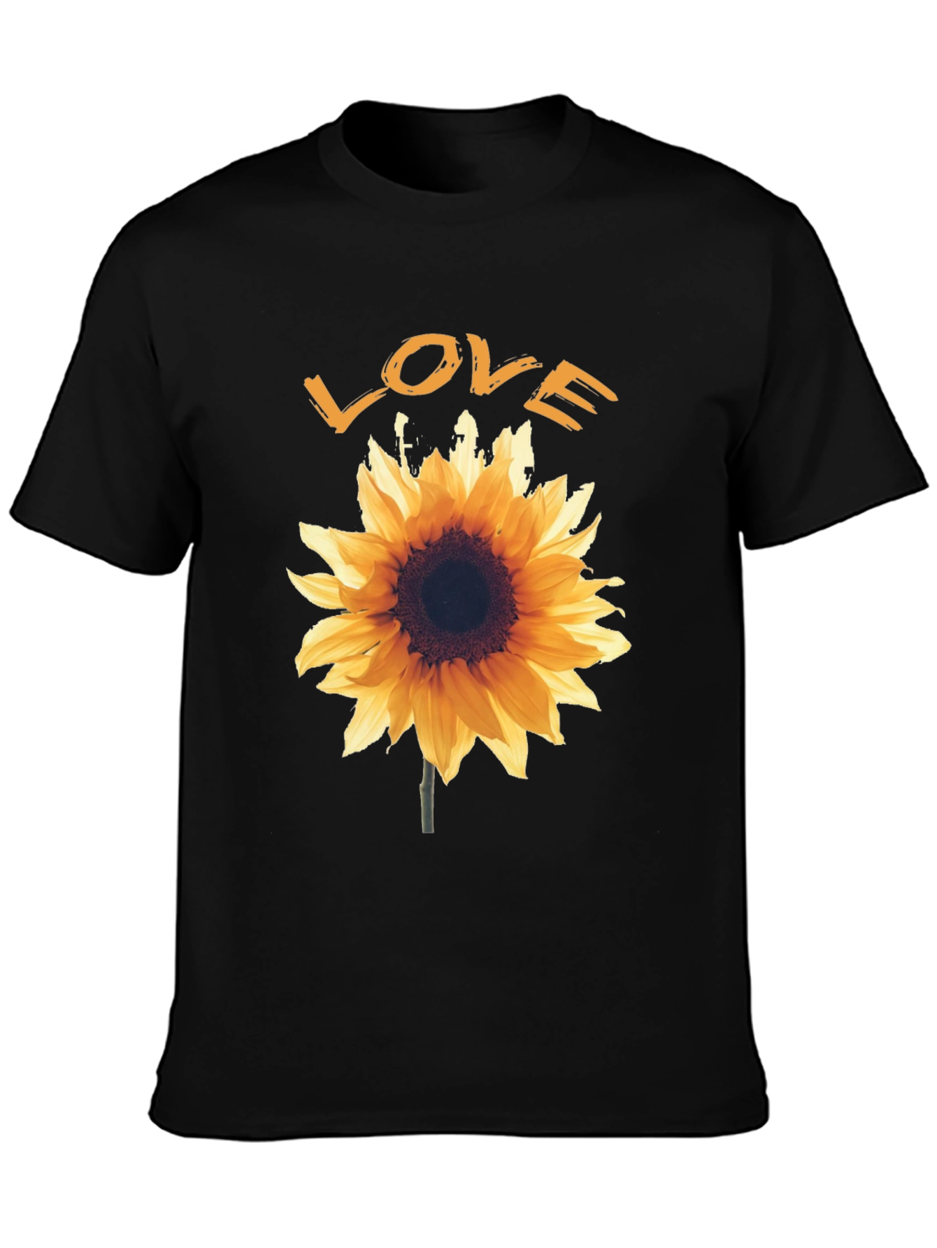 Sunflower Love Graphic Tee - Black Cotton T-Shirt