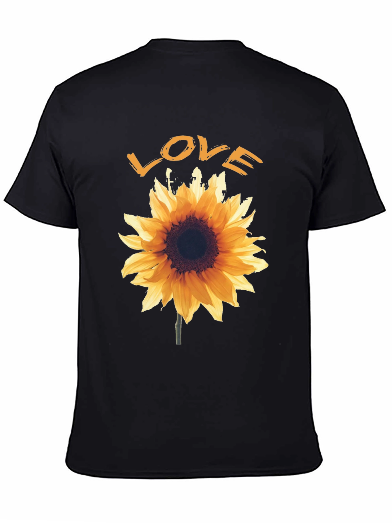 Sunflower Love Graphic Tee - Black Cotton T-Shirt