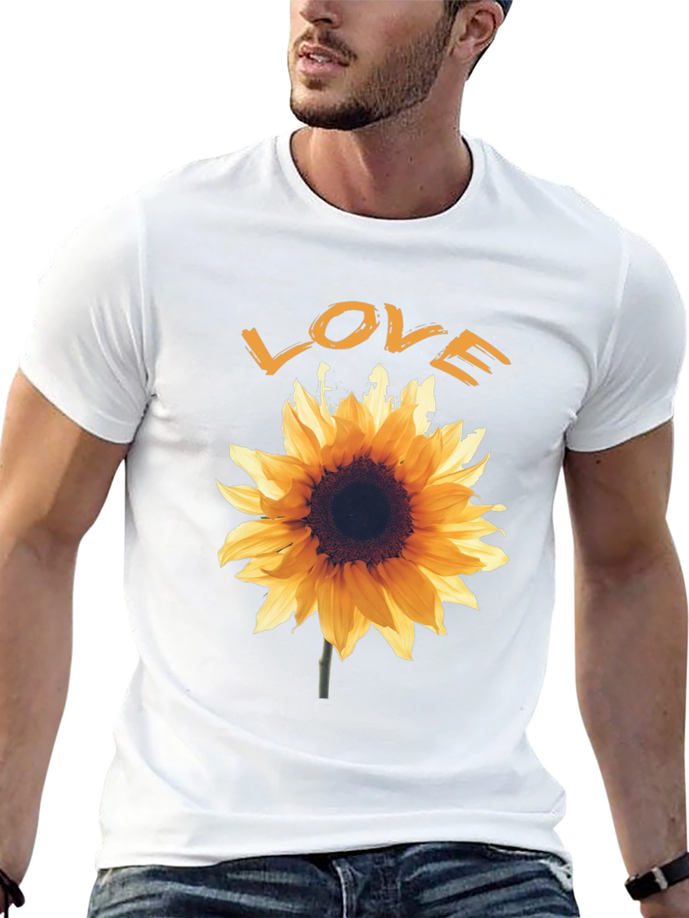 Sunflower Love Graphic Tee - Black Cotton T-Shirt
