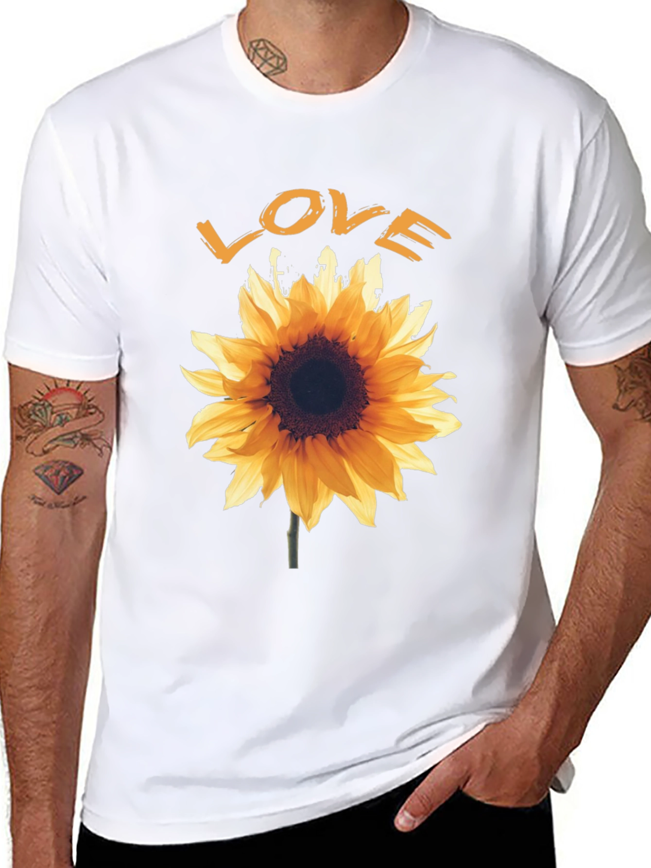 Sunflower Love Graphic Tee - Black Cotton T-Shirt