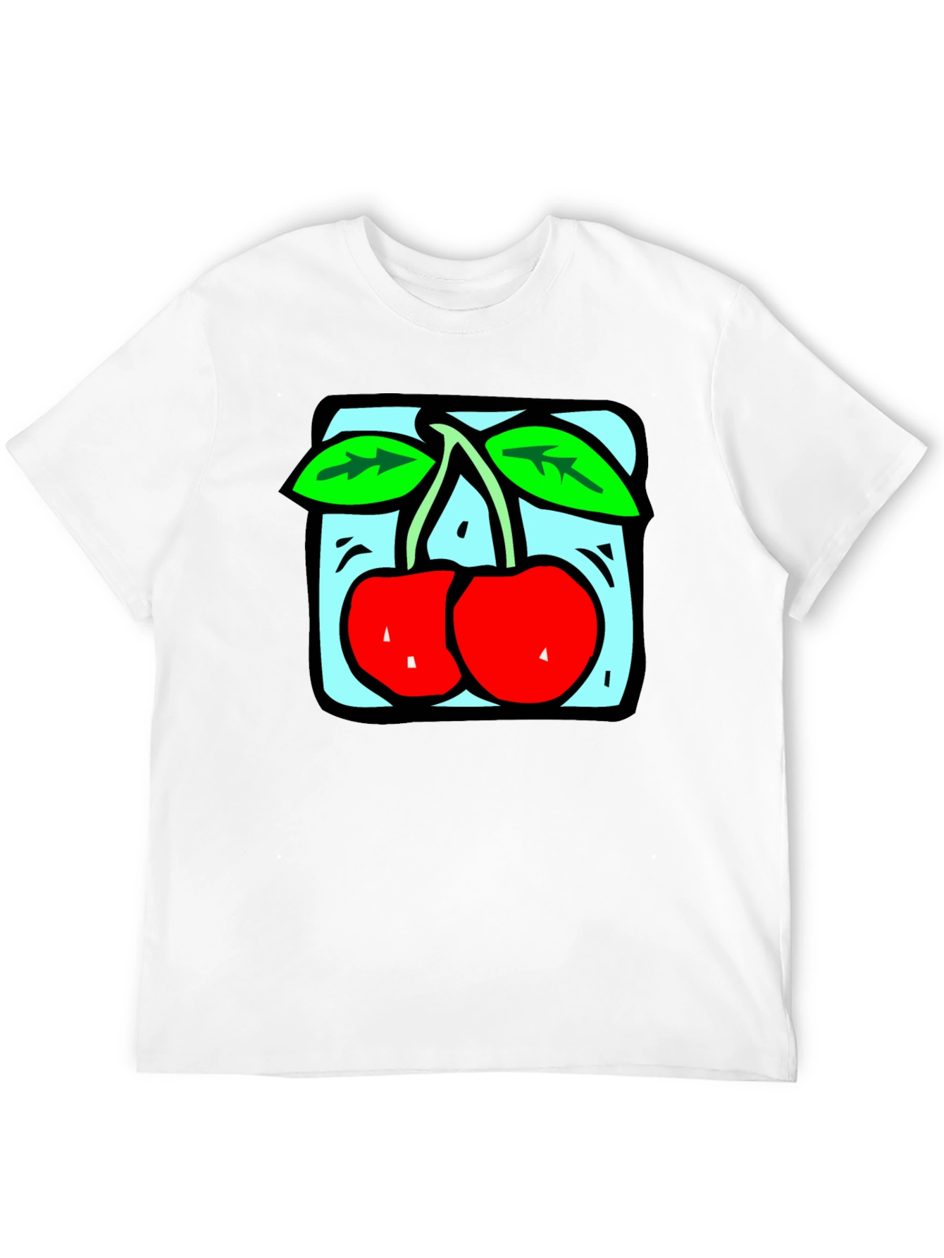 Retro Cherry Graphic Tee - Black Cotton T-Shirt