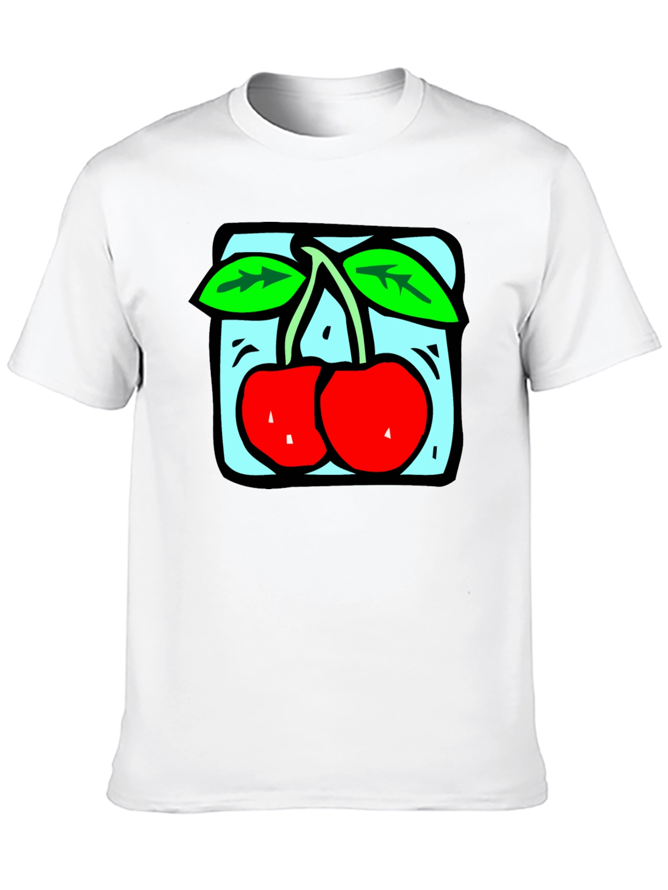 Retro Cherry Graphic Tee - Black Cotton T-Shirt
