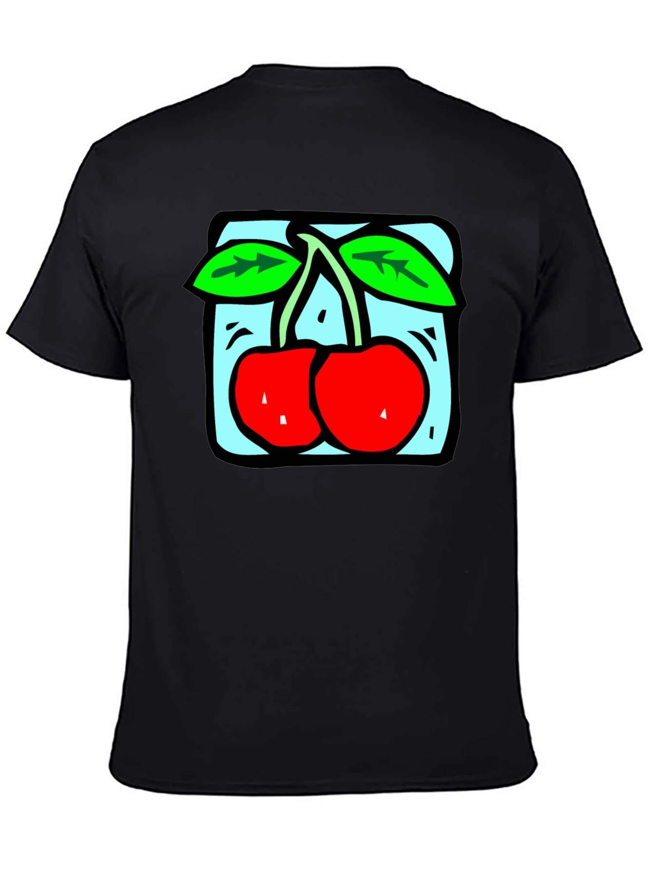 Retro Cherry Graphic Tee - Black Cotton T-Shirt