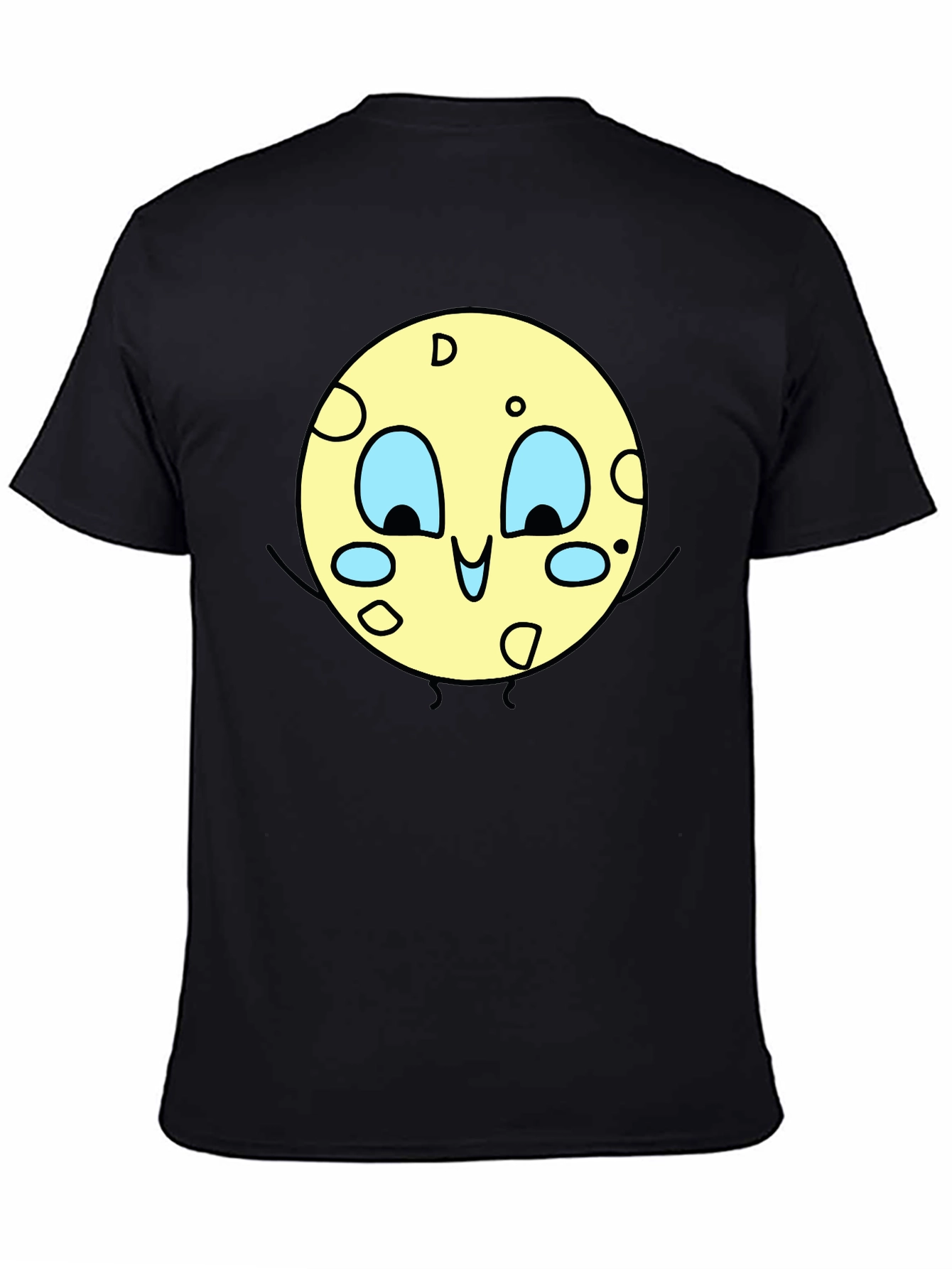 Cartoon Moon Graphic Black T-Shirt