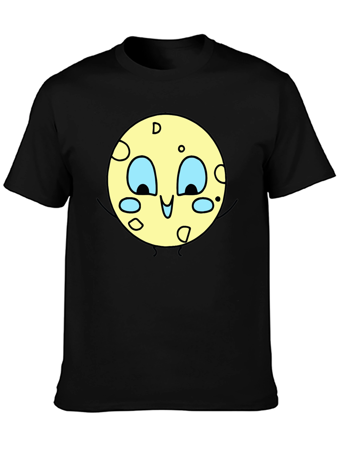 Cartoon Moon Graphic Black T-Shirt
