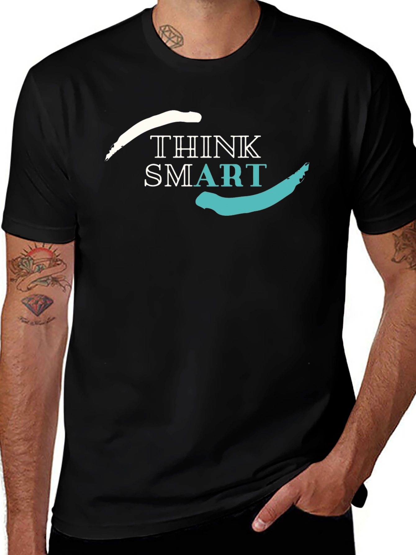 Think Smart Graphic Tee - Stylish Mens Black T-Shirt