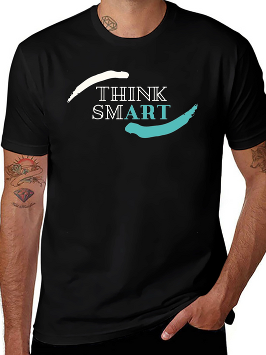 Think Smart Graphic Tee - Stylish Mens Black T-Shirt