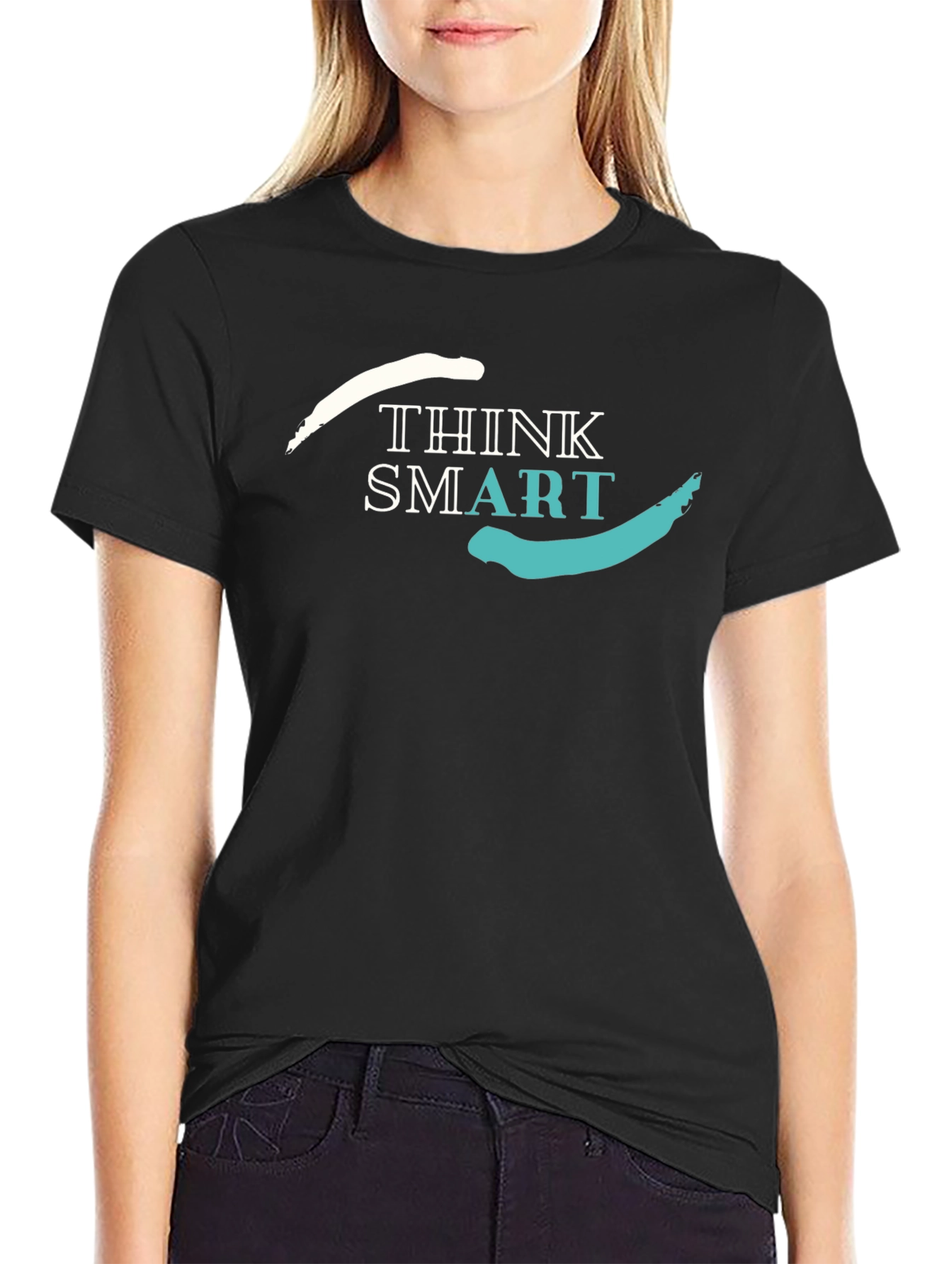 Think Smart Graphic Tee - Stylish Mens Black T-Shirt