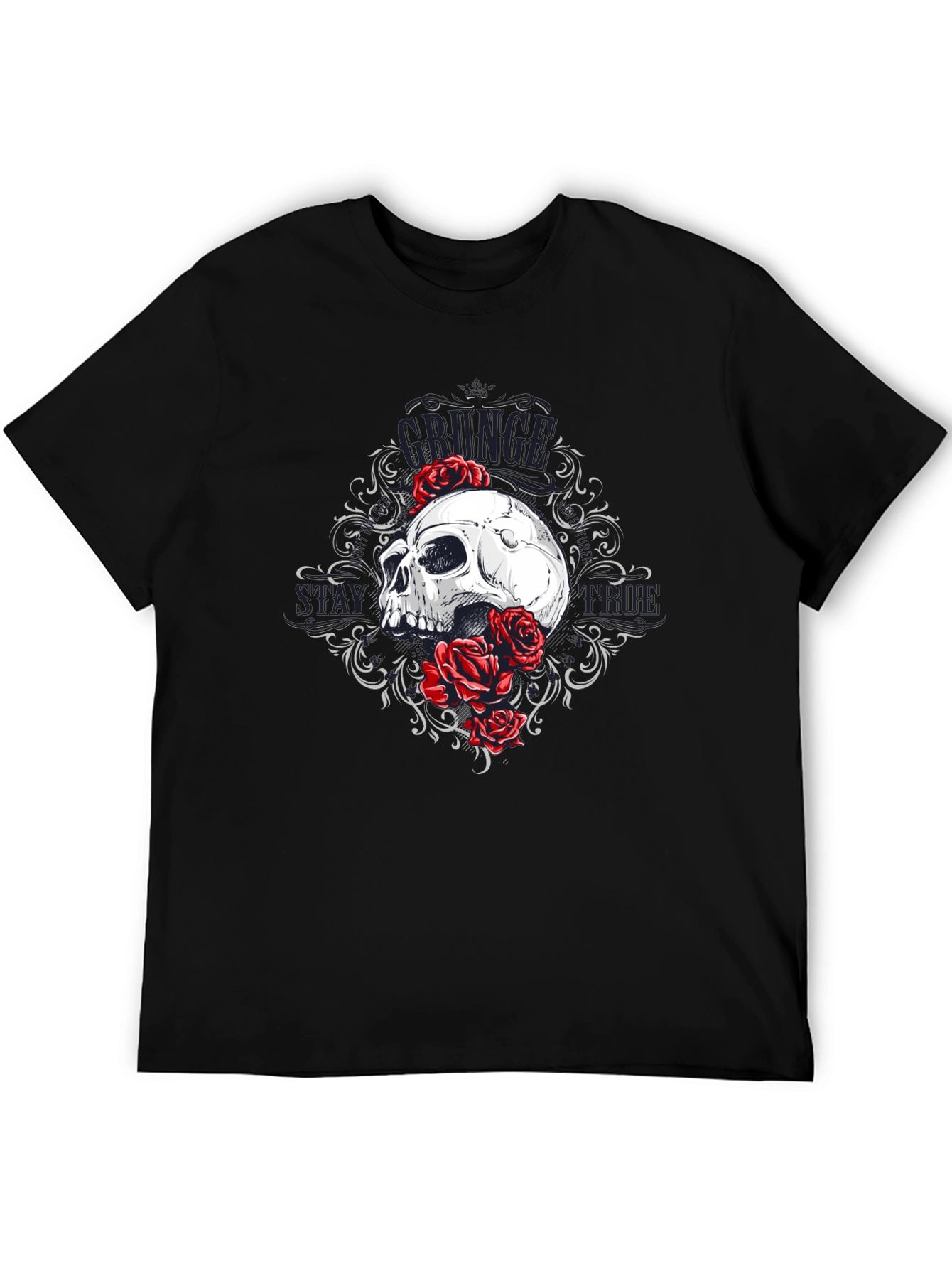Skull & Roses Graphic Tee - Grunge Style