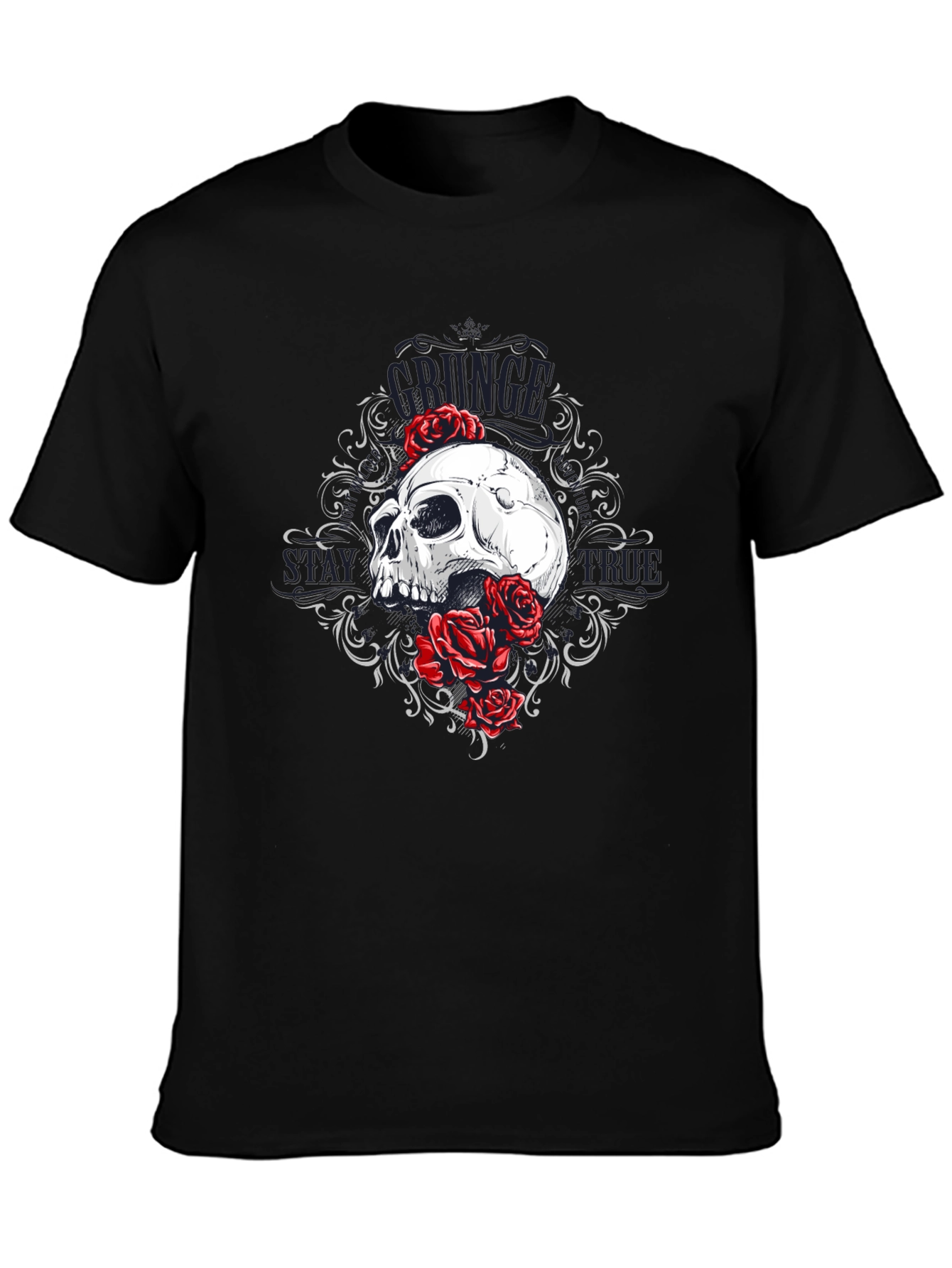 Skull & Roses Graphic Tee - Grunge Style