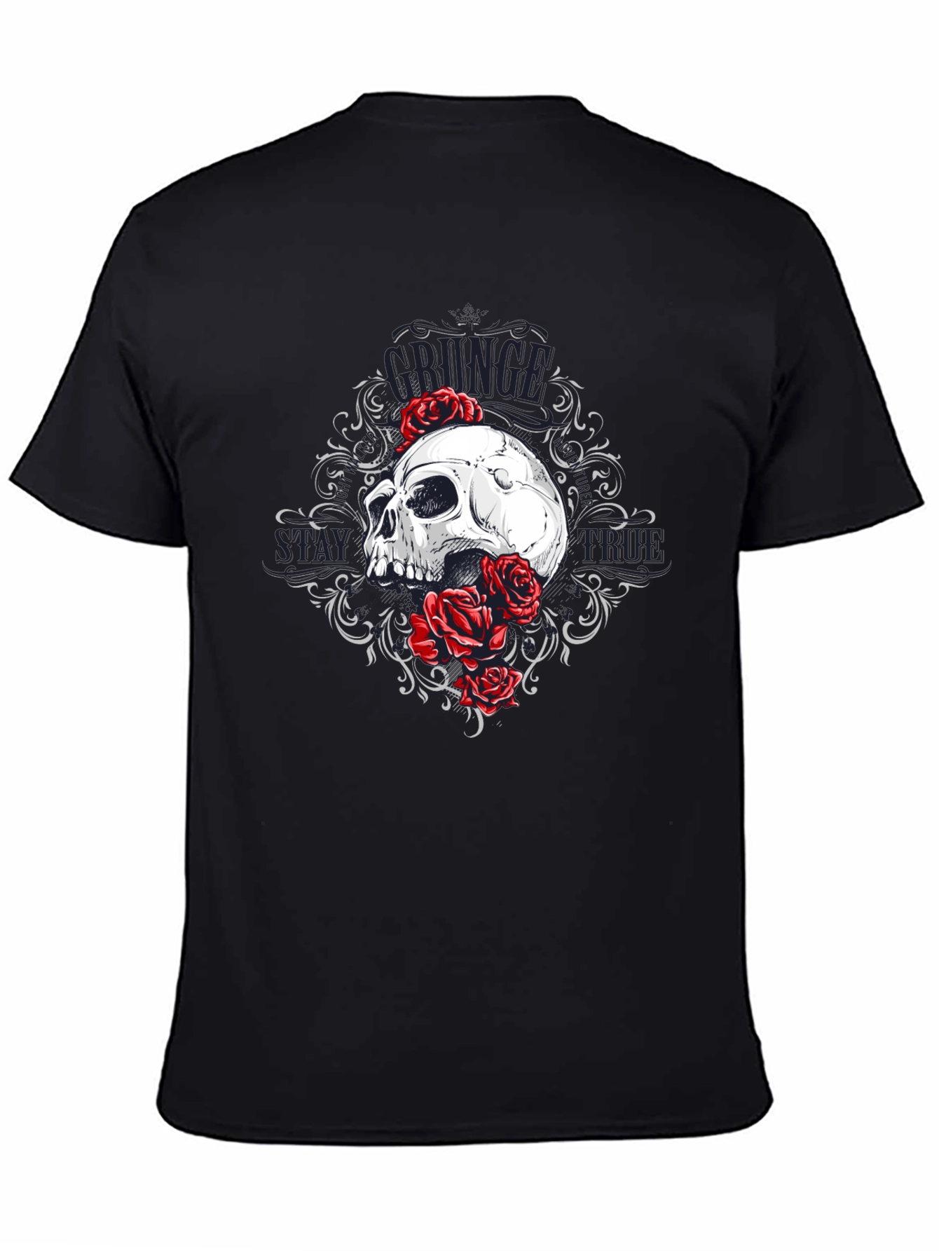 Skull & Roses Graphic Tee - Grunge Style