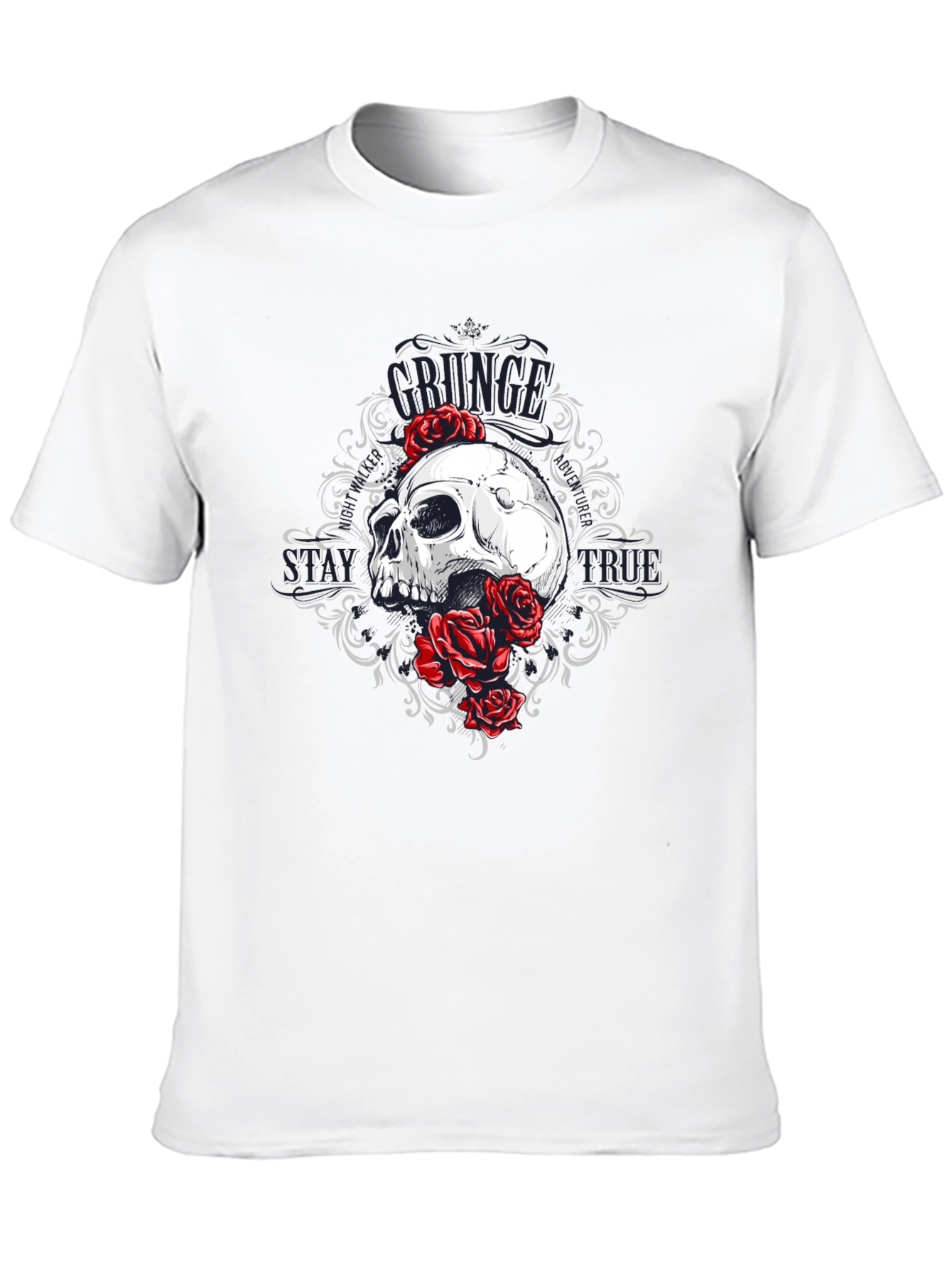 Skull & Roses Graphic Tee - Grunge Style