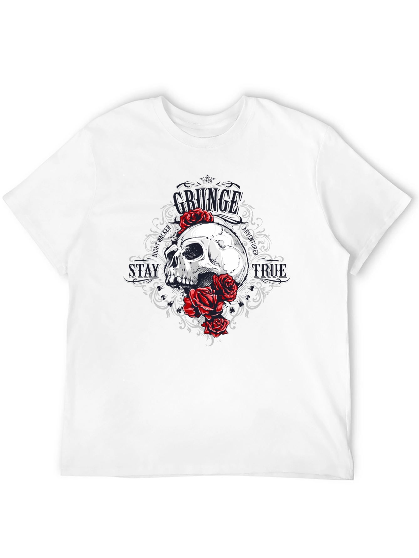 Skull & Roses Graphic Tee - Grunge Style