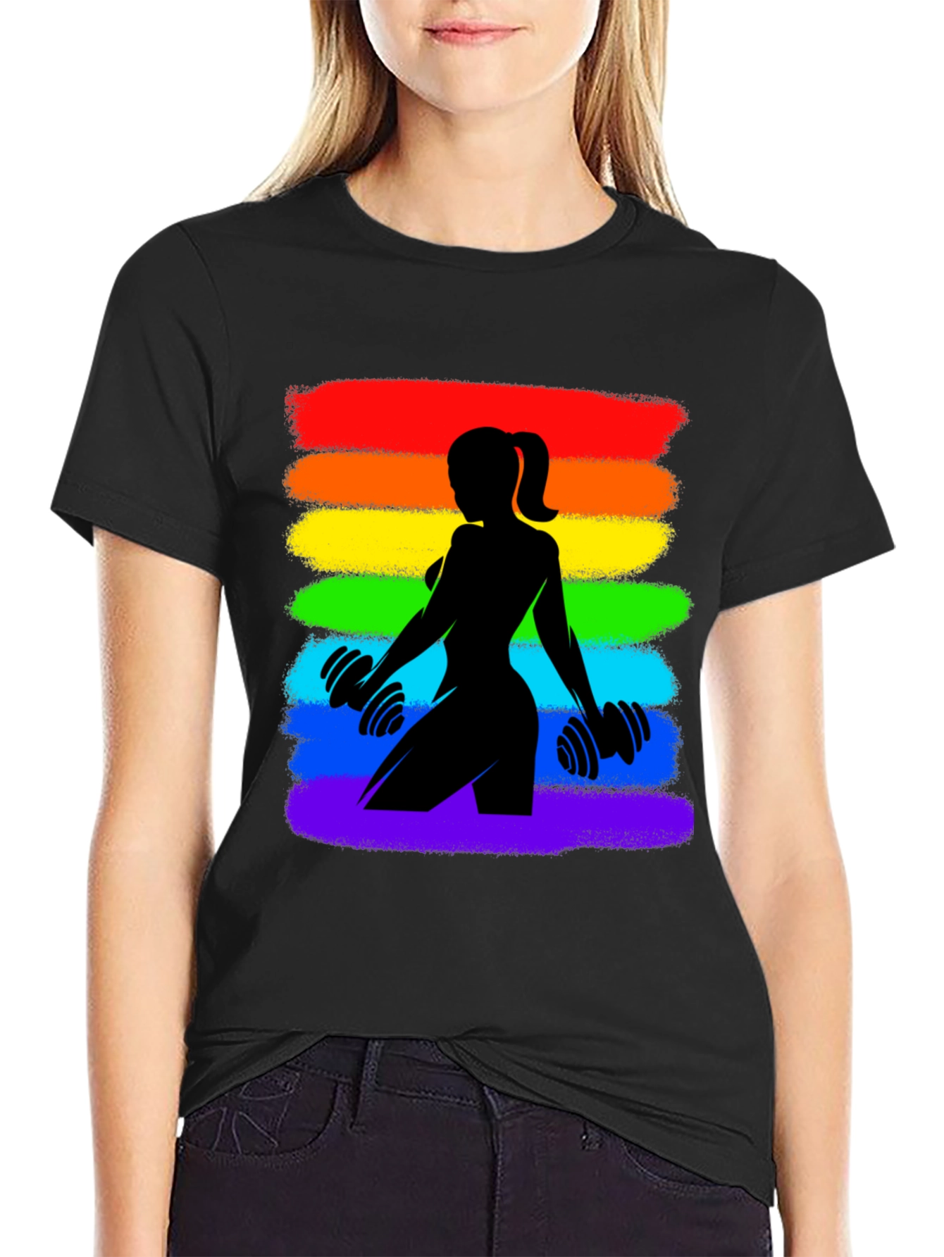 Rainbow Pride Fitness Womans Silhouette T-Shirt