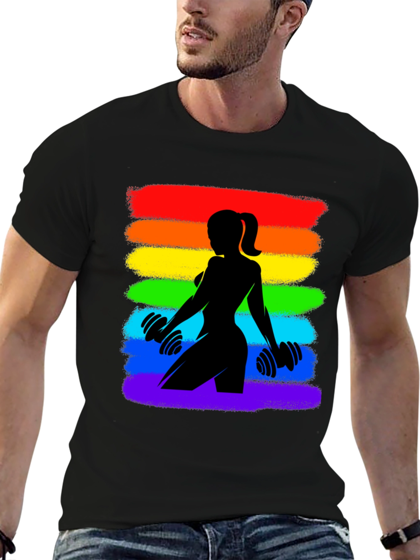 Rainbow Pride Fitness Womans Silhouette T-Shirt