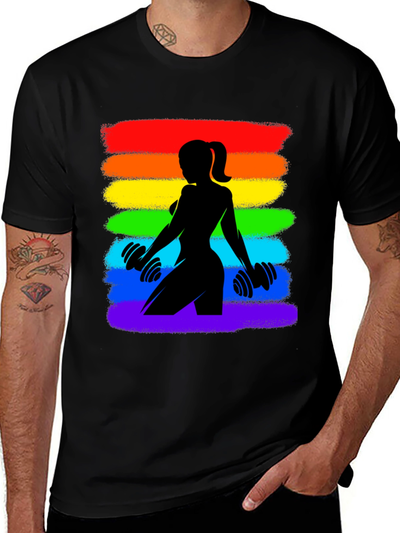 Rainbow Pride Fitness Womans Silhouette T-Shirt
